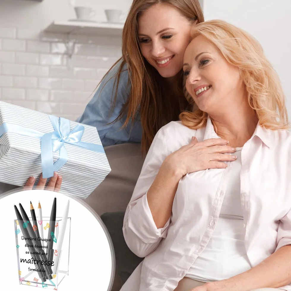 Cadeau Maitresse Noel - Pot a Crayon Bureau Rangement Pinceaux Maquillage
