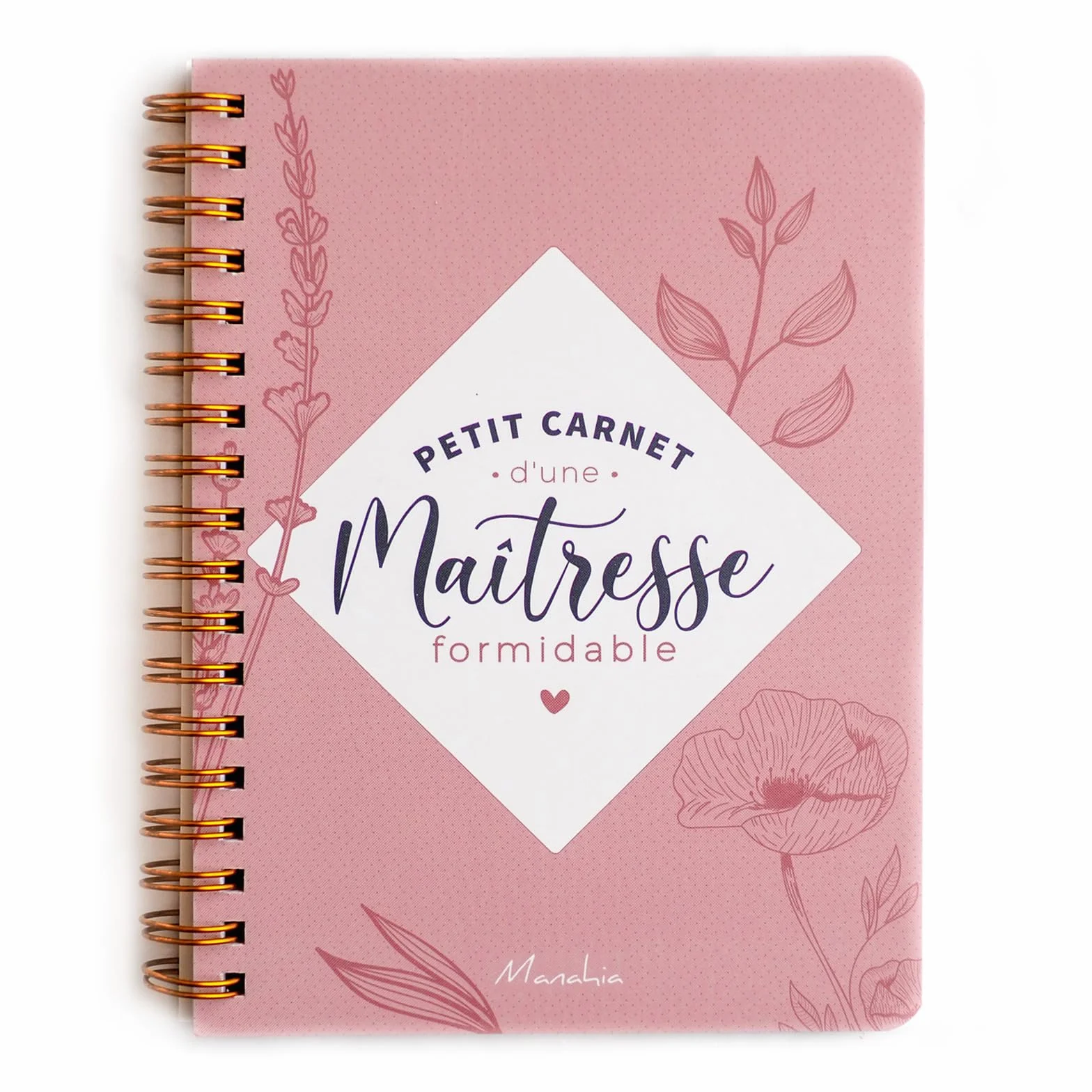 Carnet Maîtresse Formidable - Petit Carnet à Spirale 120 Pages 16x12cm Motif Feuilles