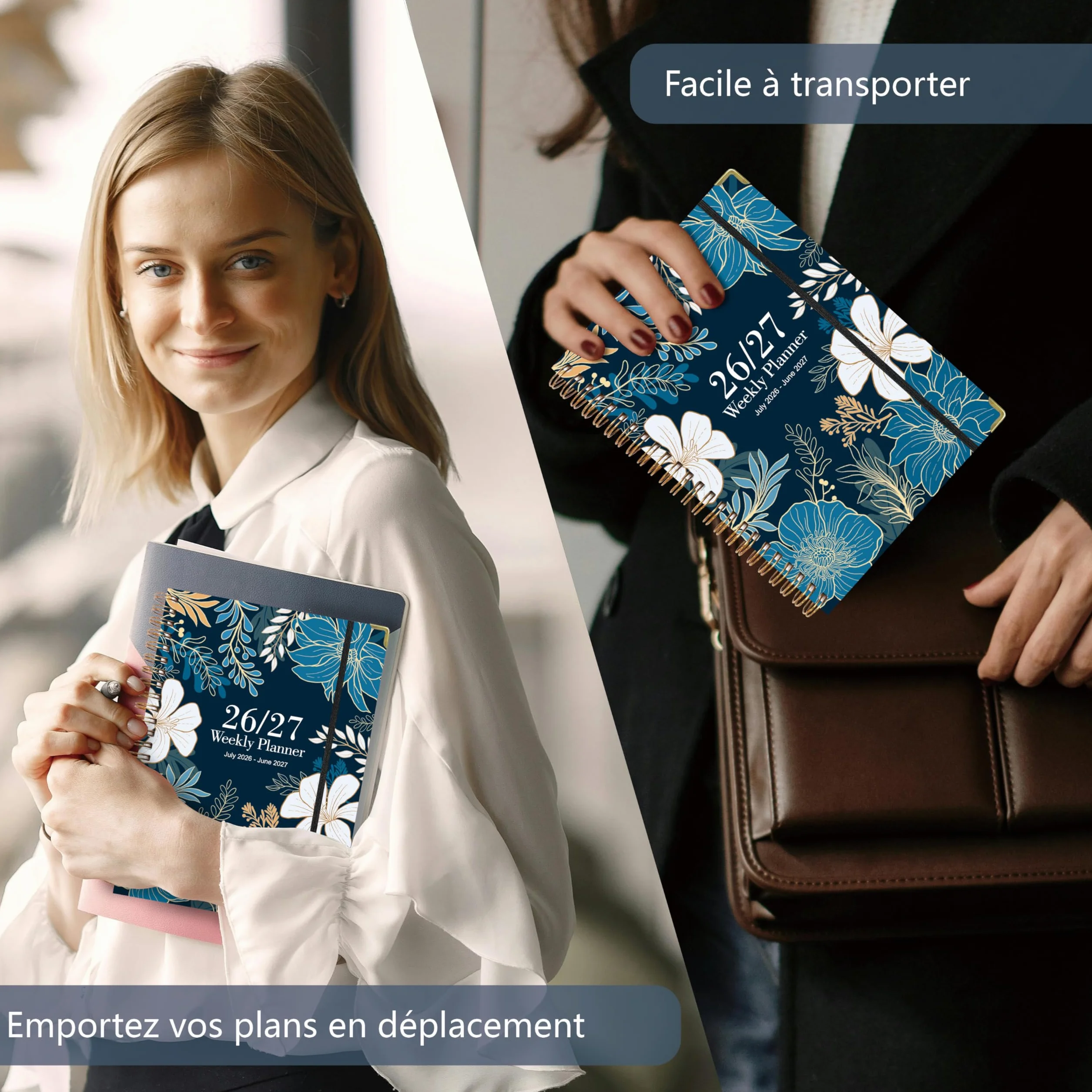NEYSA Agenda Semainier 2026-2027 A5 Spirale Juillet 2026 - Juin 2027 avec Boucle de Stylo, Règle Signet & Autocollants