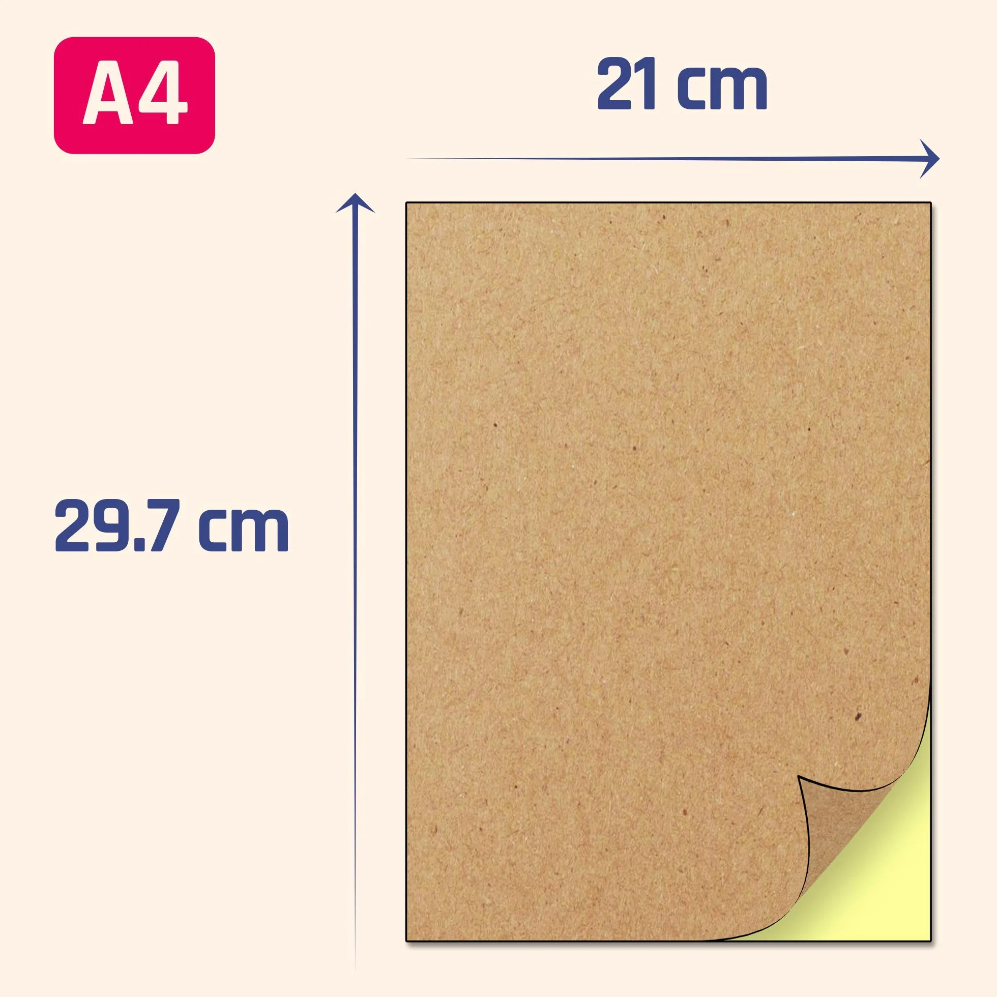 Étiquettes Autocollantes Papier Kraft A4 297 x 210 mm 50 Feuilles
