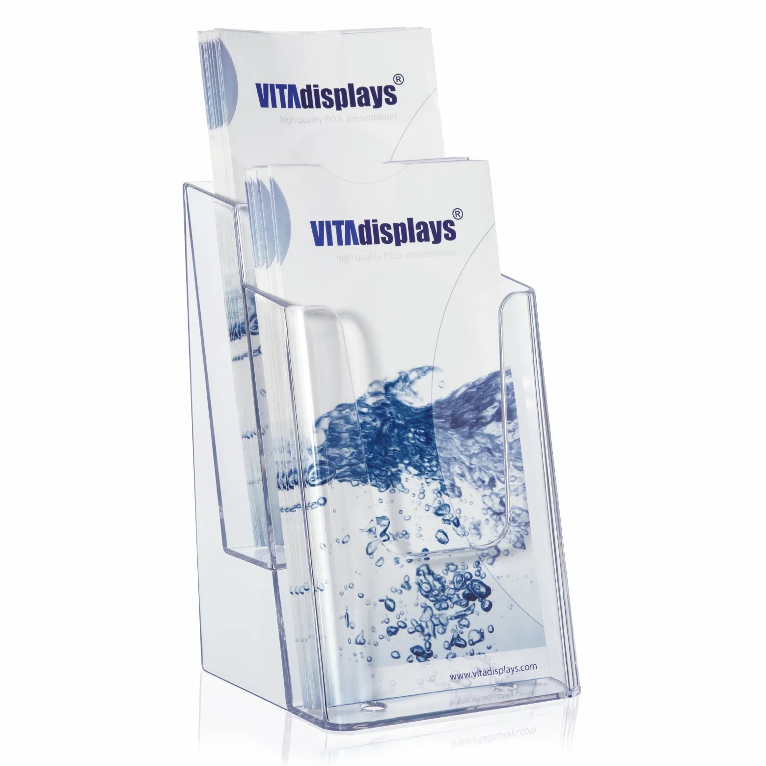 VITAdisplays Présentoir à brochettes DIN A6 2 étages transparent
