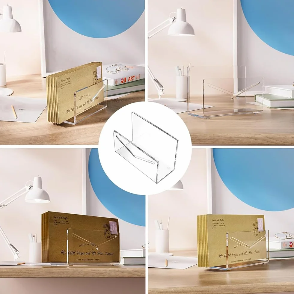 Porte-courrier en Acrylique Transparent Trieur de Courrier Portatif