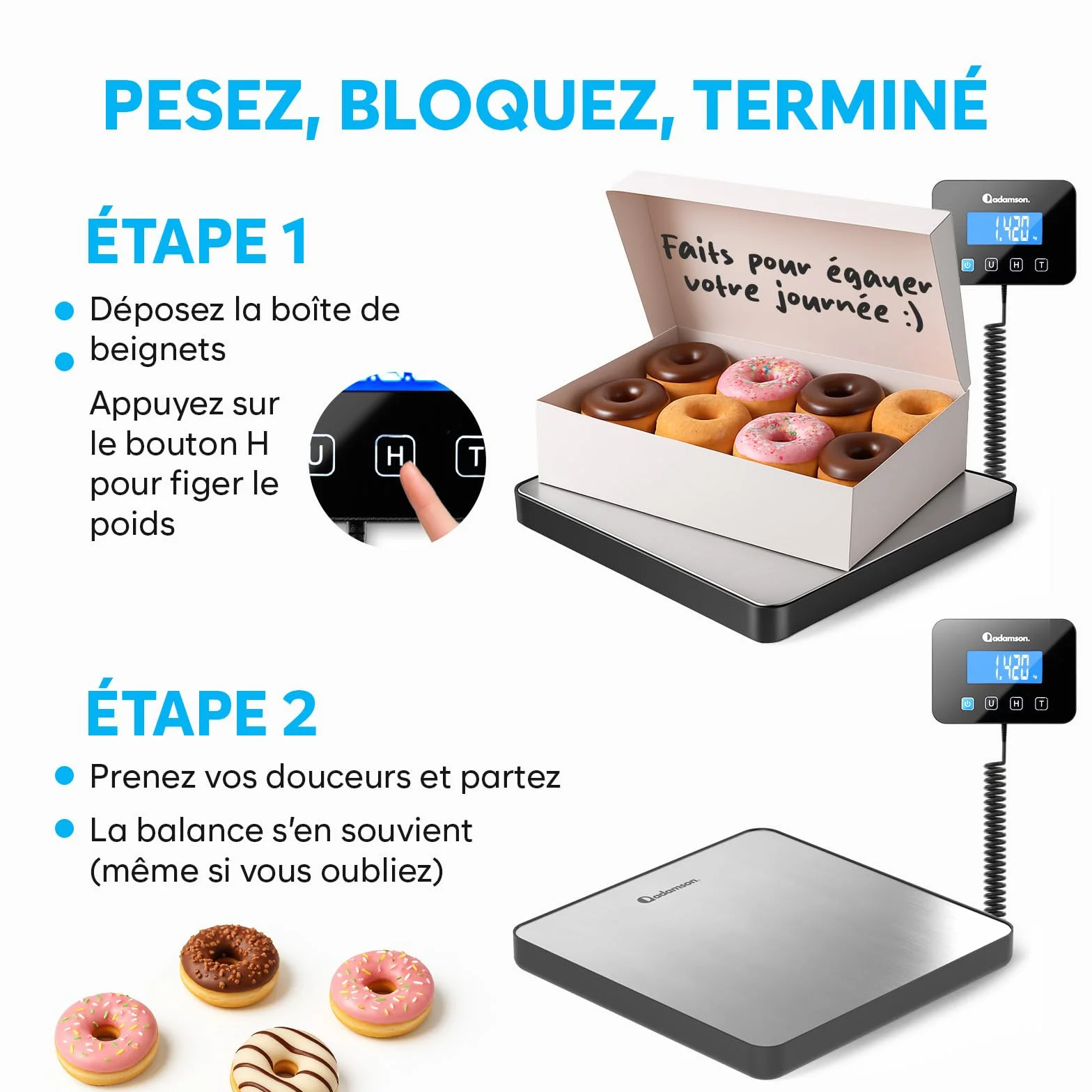 Balance Colis Électronique 200 kg/10 g avec Hold/Tare Professionnelle Industrielle Pile Câble Inclus
