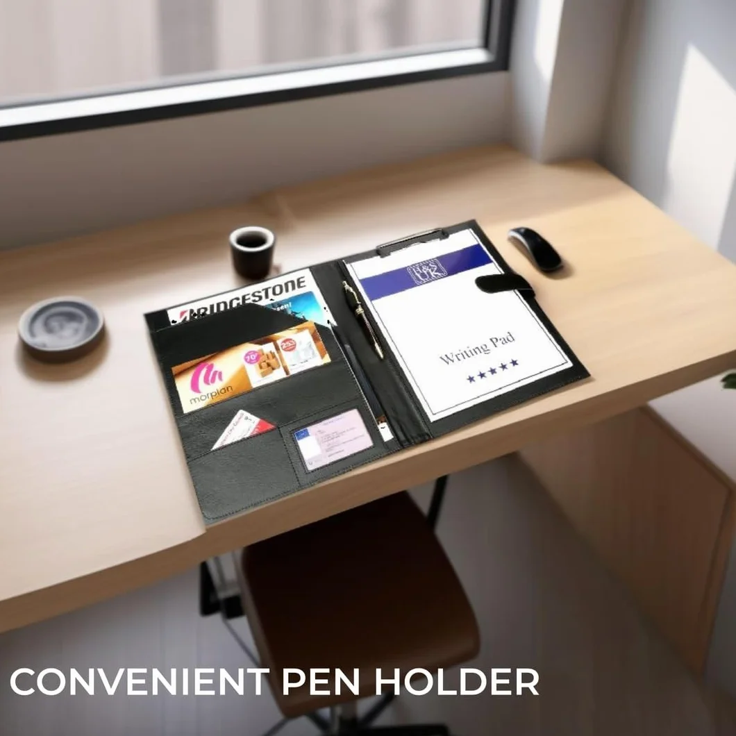 H & S A4 Porte-bloc Conférencier Bloc-notes Padfolio Legal Document Folio Coque Business simili cuir Sac Portefeuille Dépliant Presse papier