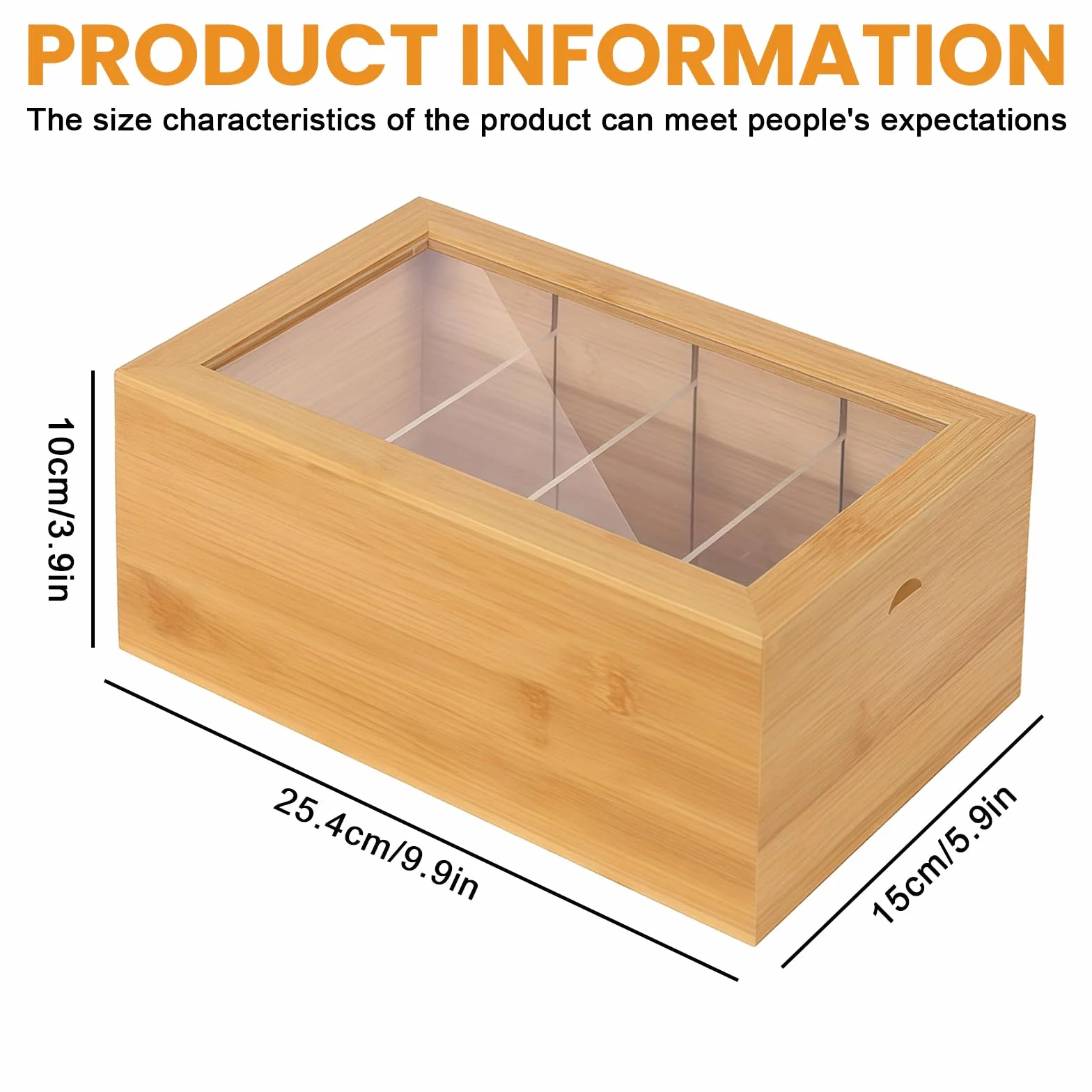 Boîte à fiches en bois A7 avec couvercle et fenêtre - Boîte de rangement pour cartes d'apprentissage