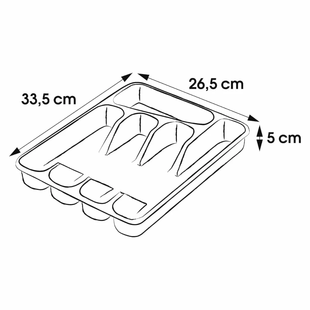 PARENCE Organisateur Couverts 5 Compartiments Range-Tiroir Cuisine Plastique 33x26x5 cm Blanc