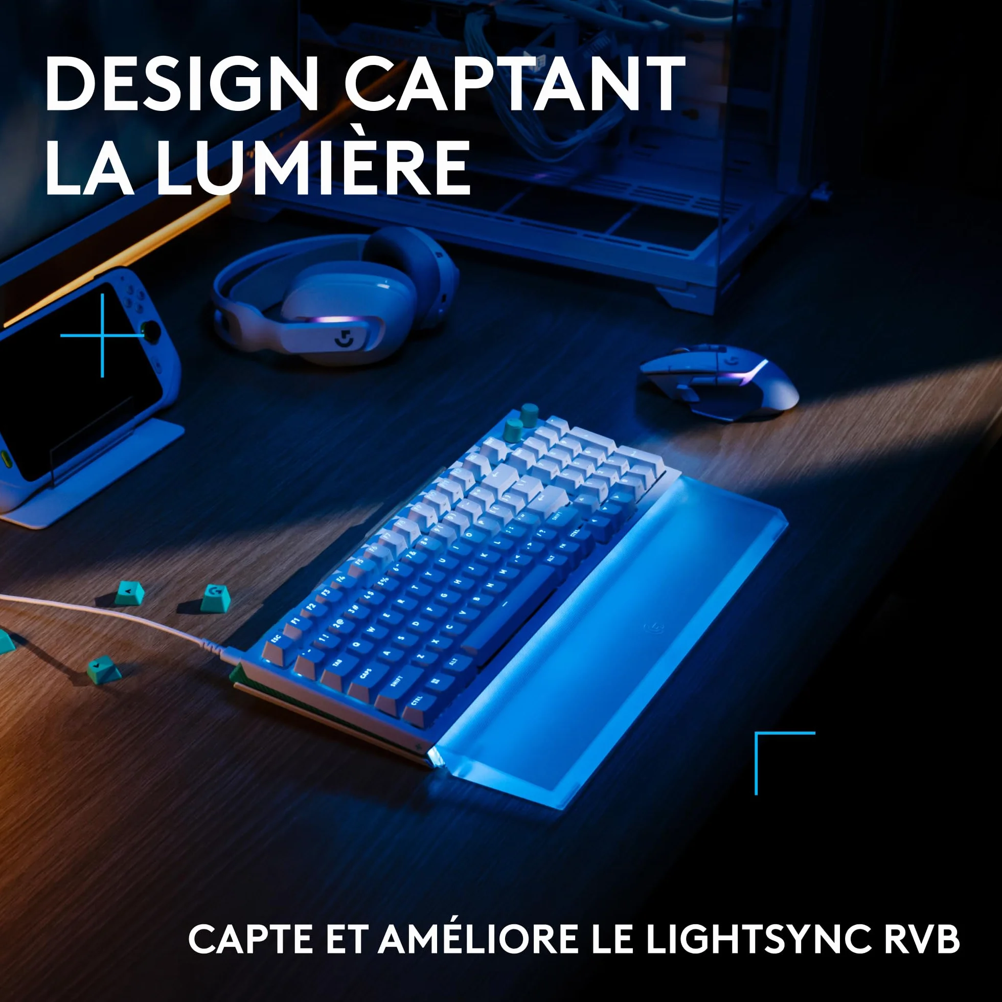 Logitech G G512 X PALM REST 98 repose-poignets acrylique LIGHTSYNC RVB gravé au laser soutien clavier gaming G512 X Transparent