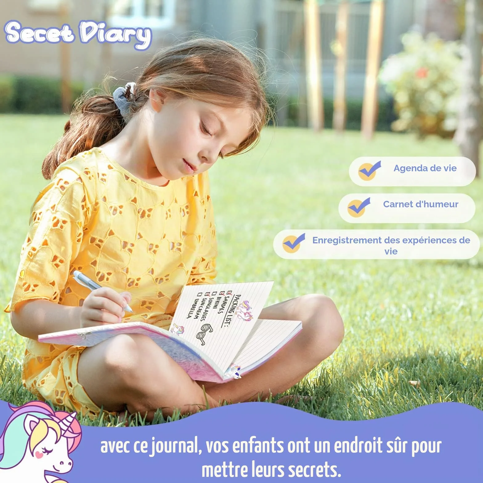 Journal Intime Fille 6 Pièces Carnet Secret Licorne Enfant avec Cadenas et Clé A5 160 Pages
