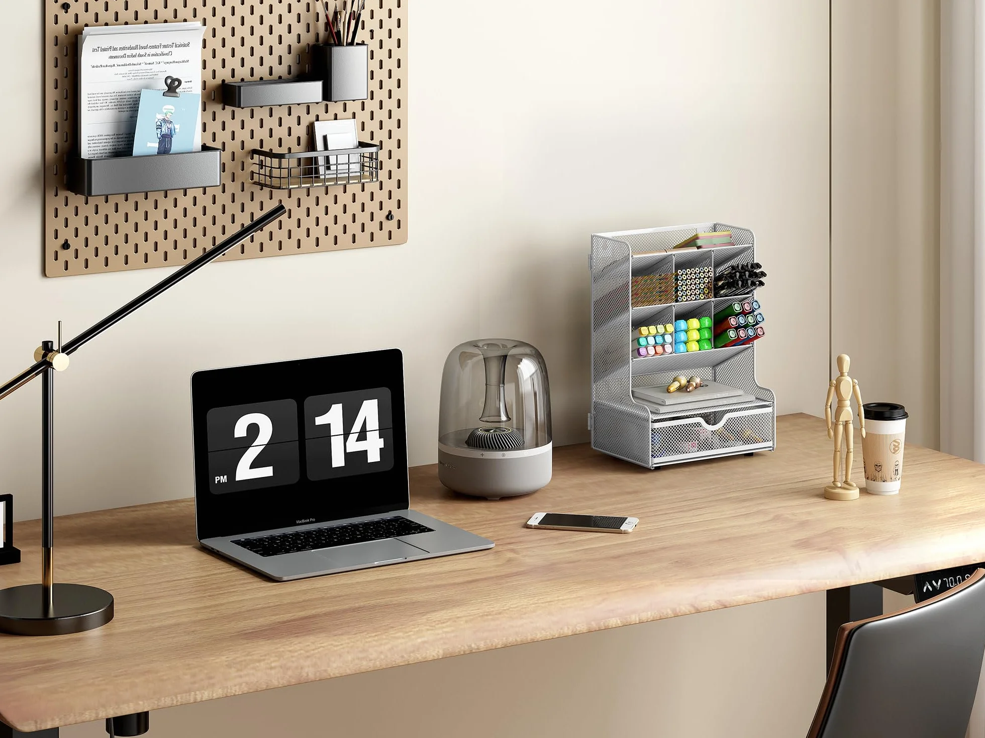 EasyPAG Organisateur de Bureau Métal 9 Compartiments avec Tiroir Blanc