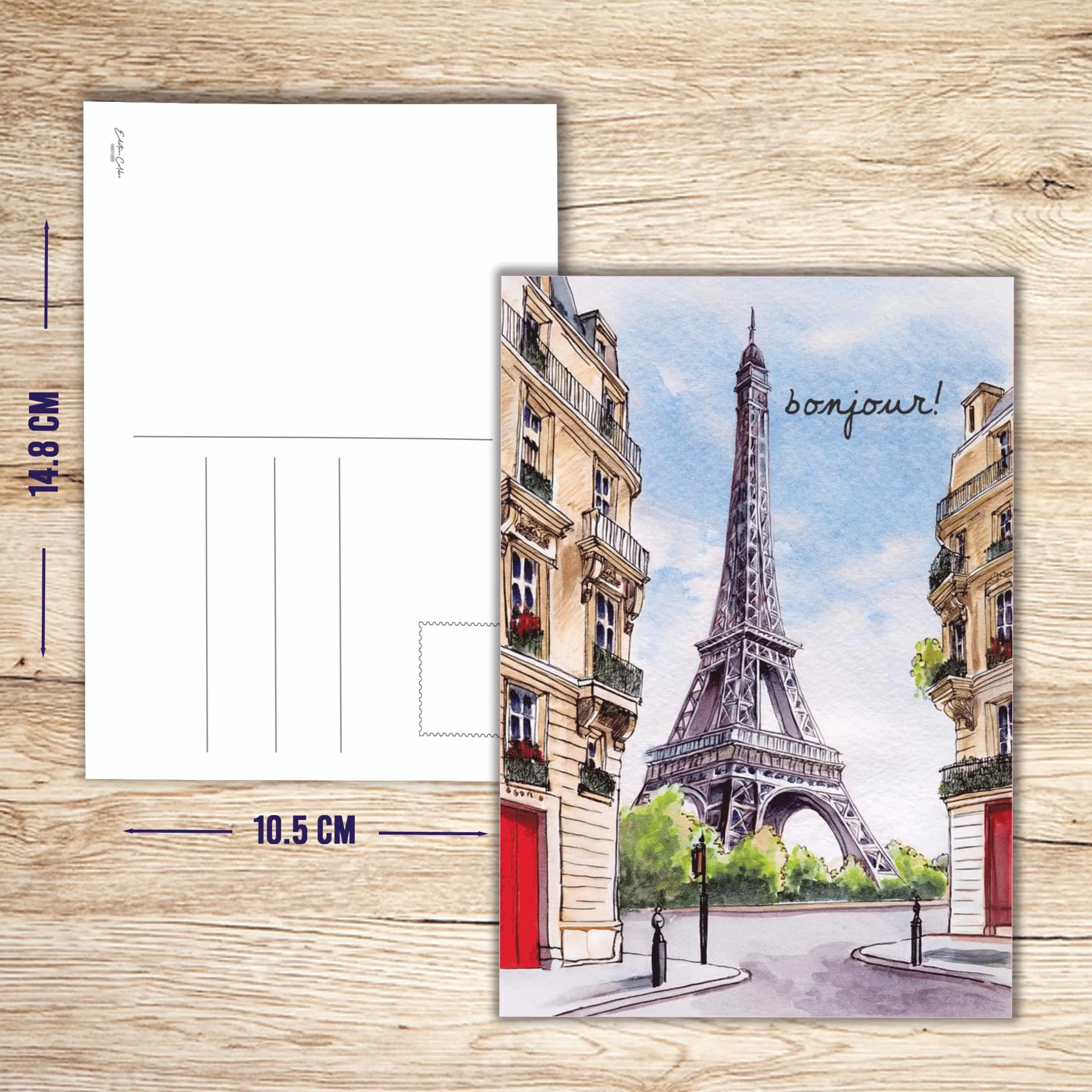 Colibri Paris Postcards Eiffel Tower Watercolour Illustration Pack of 10 A6