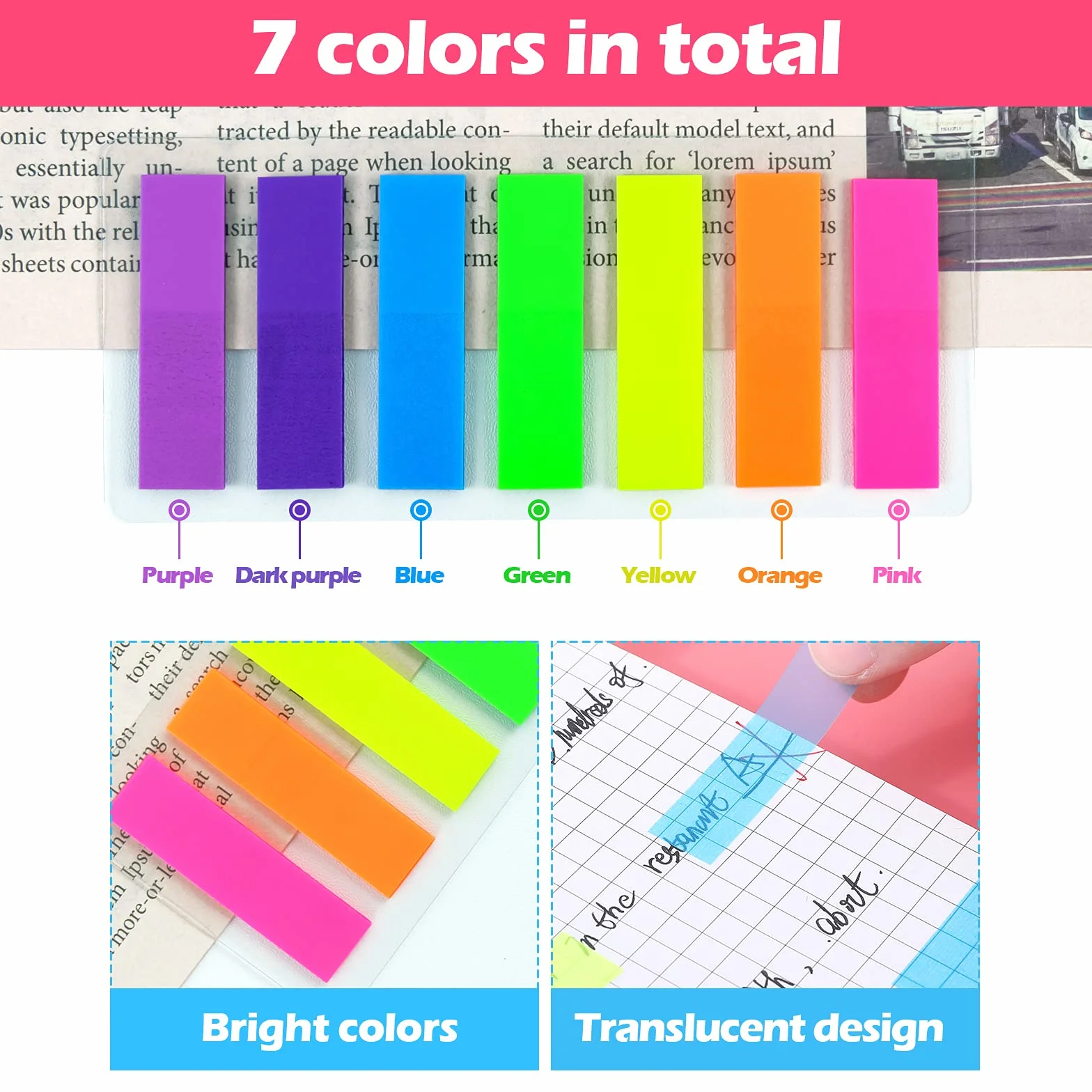 Hanyousheng Feuillets Notes Autocollants 1120Pcs Marque Page Adhesives Notes Onglets D'Index 7 Couleurs