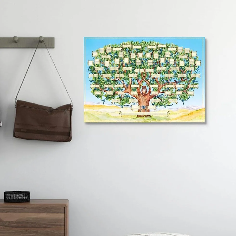 Tableau d'Arbre Généalogique à Remplir 6 Générations Affiche Ascendance Vierge Décoration Murale Cadeau Famille