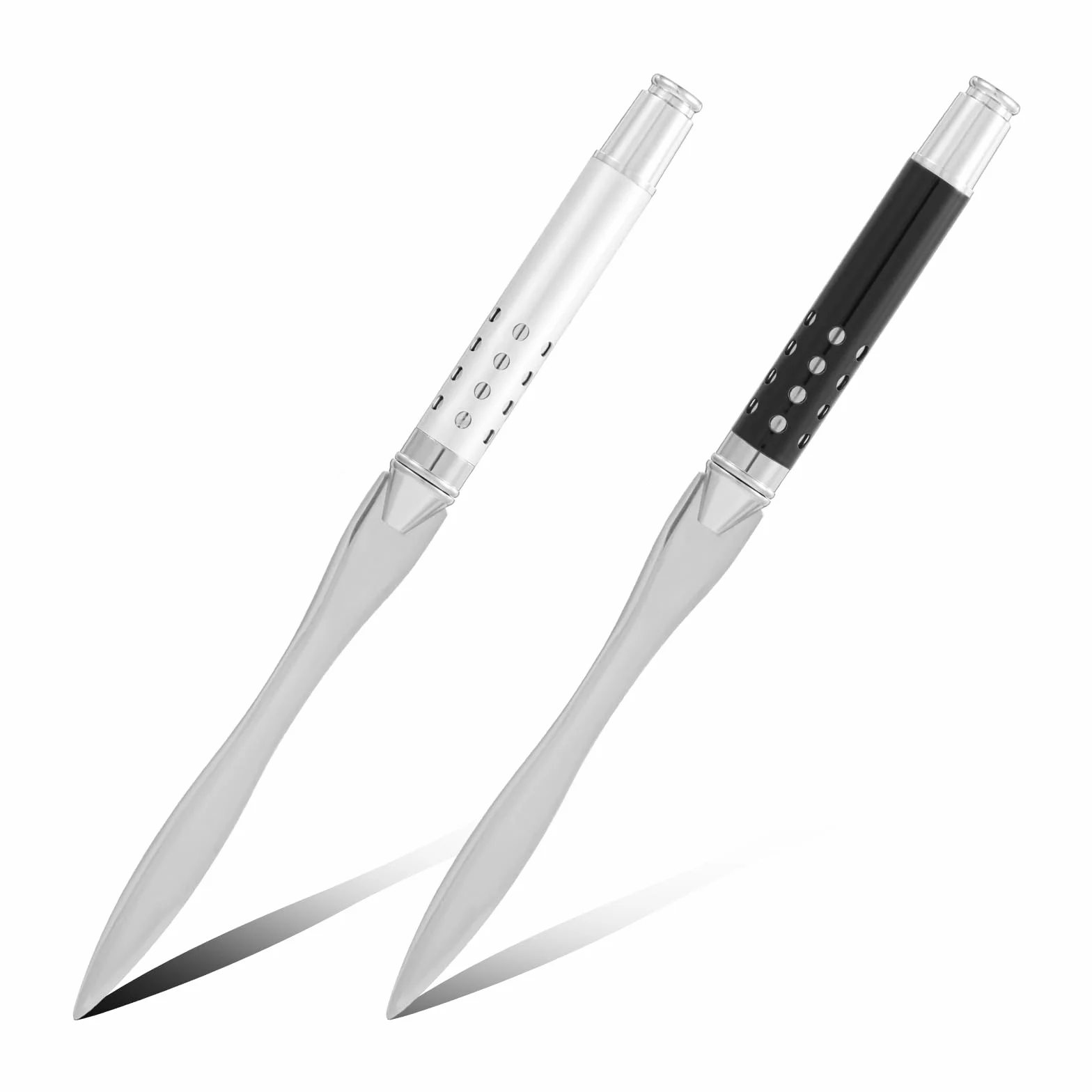 Ouligay Ouvre-lettres en acier inoxydable 16 cm Lot de 2 - Ouvre-enveloppes métal argent noir