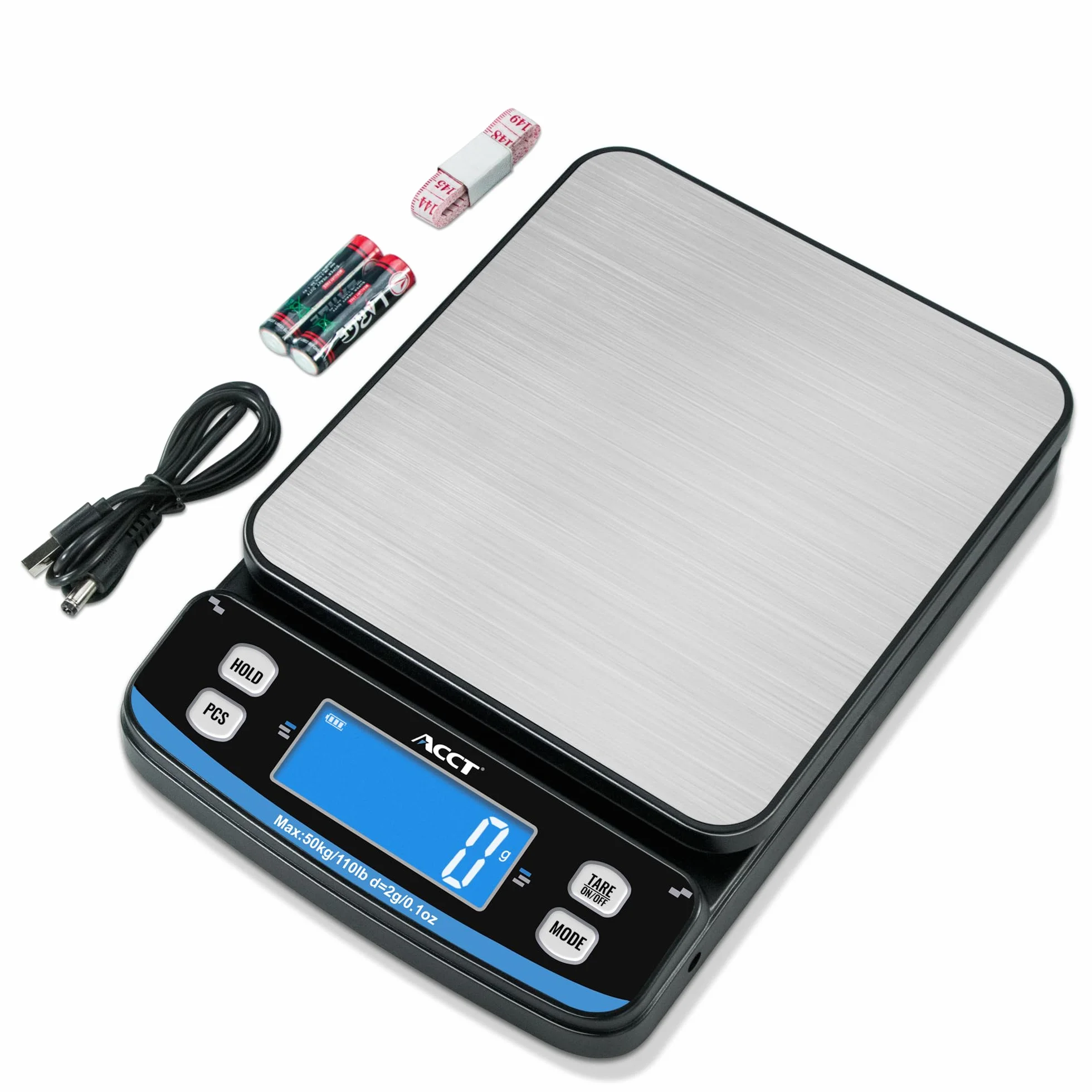 Balance postale ACCT 110lb - Balance d'expédition de haute précision avec tare, comptage et maintien