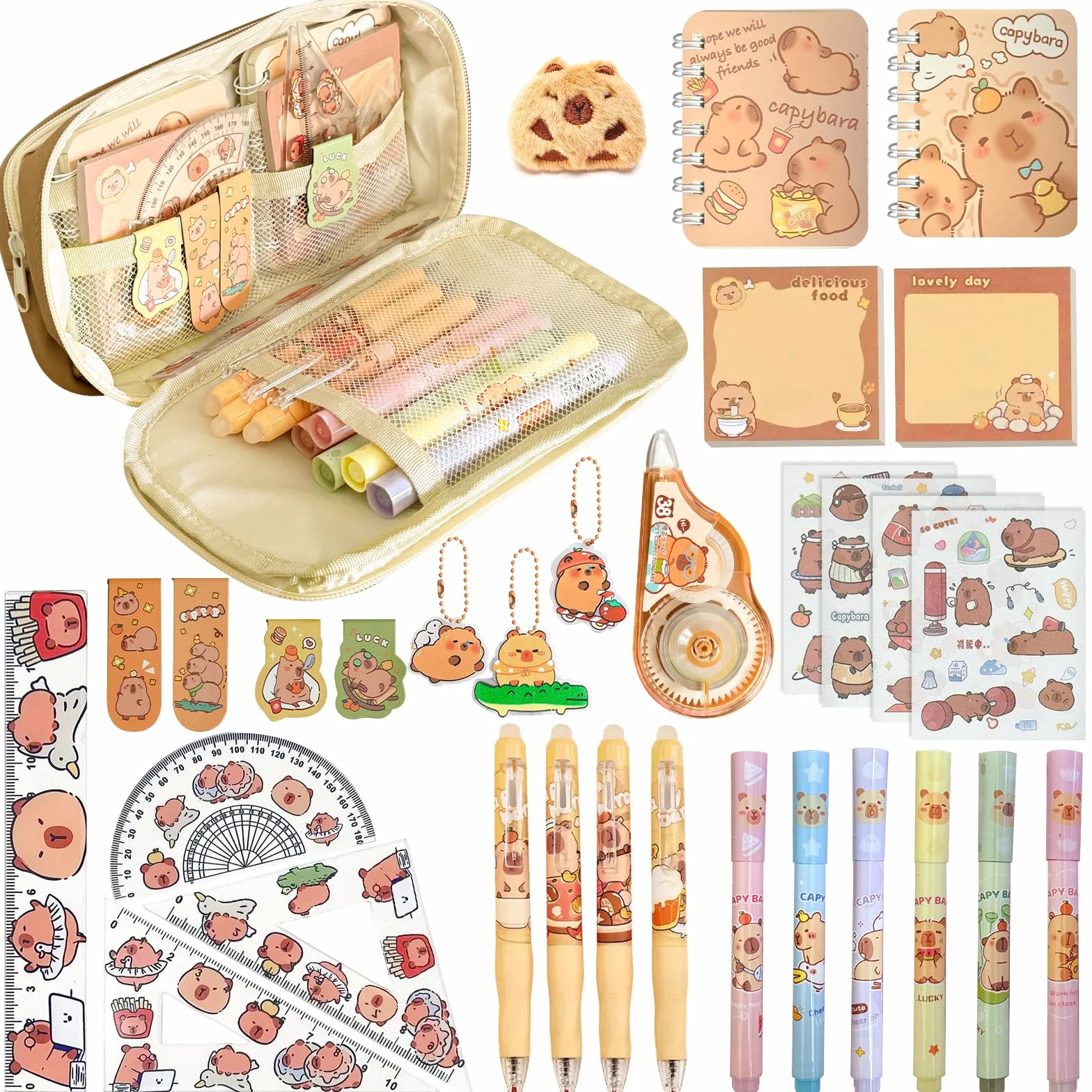 Crayon Trousse Capybara Kawaii Papeterie Set 27 Stück Fourniture Scolaire Idée Cadeau