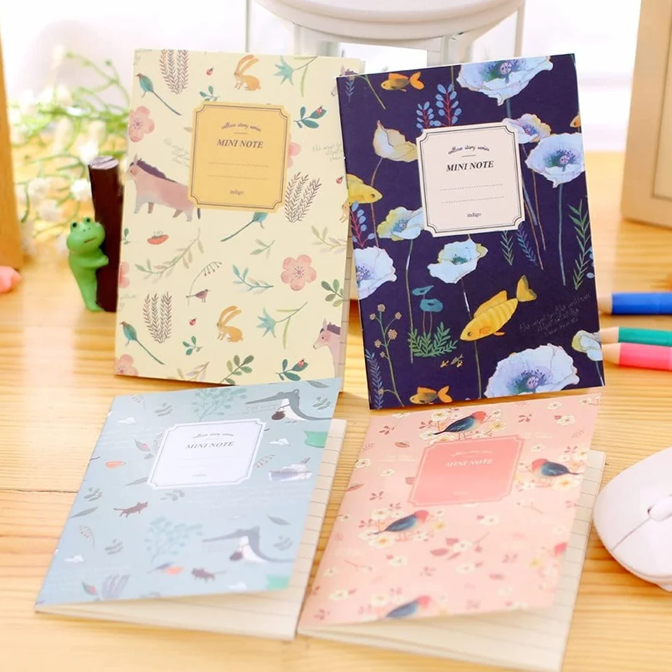 Lot de 4 mini carnets de notes vintage à fleurs pour enfants