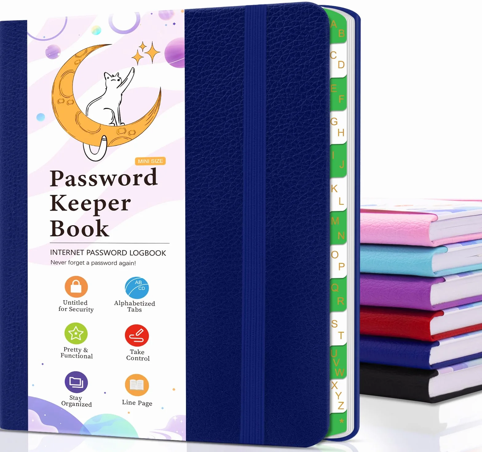 Carnet de Mots de Passe avec Onglets Alphabétiques 11,5 x 15,5 CM Bleu Foncé