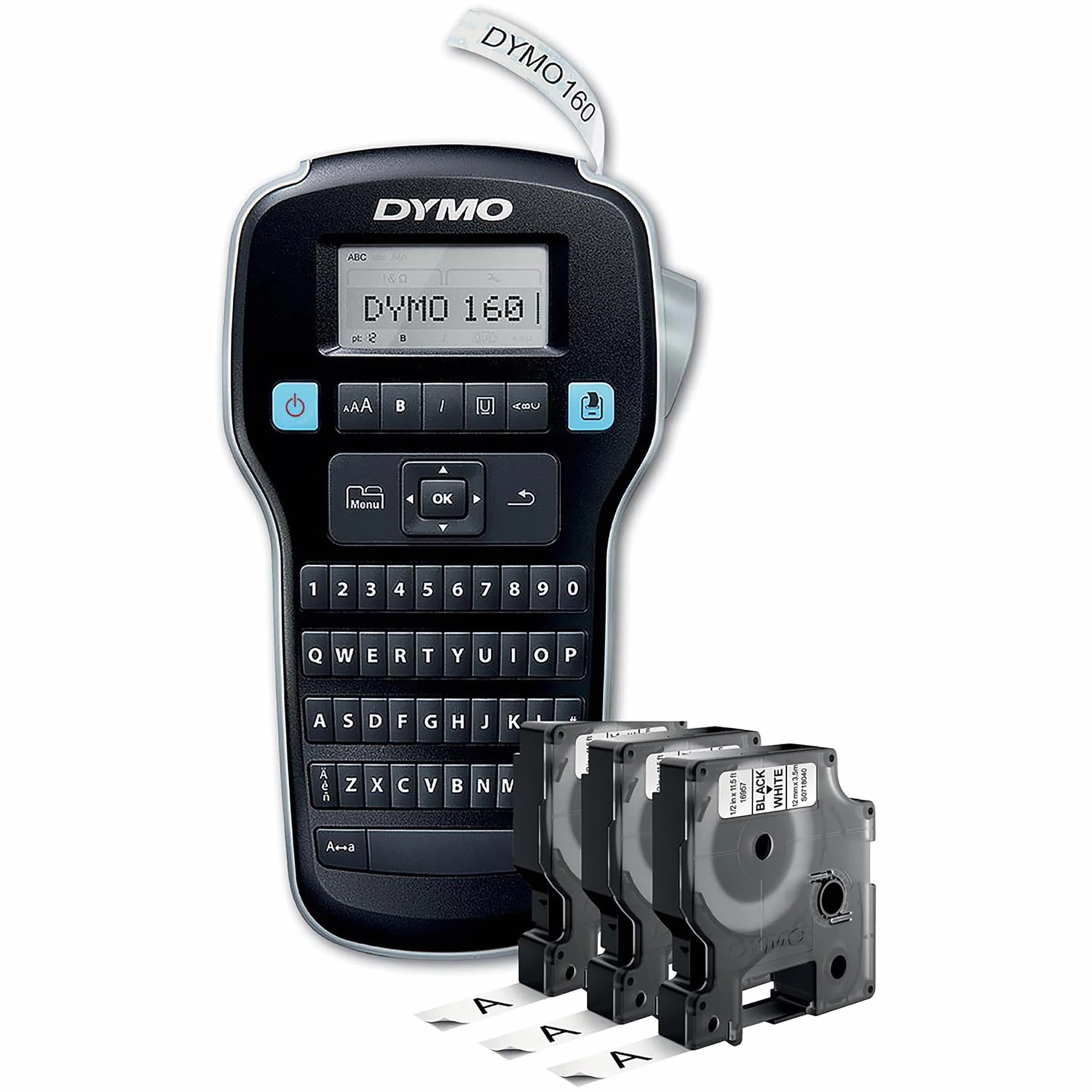 DYMO LabelManager 160 Imprimante d'étiquettes Portable avec 3 Rouleaux Ruban D1 Clavier QWERTY