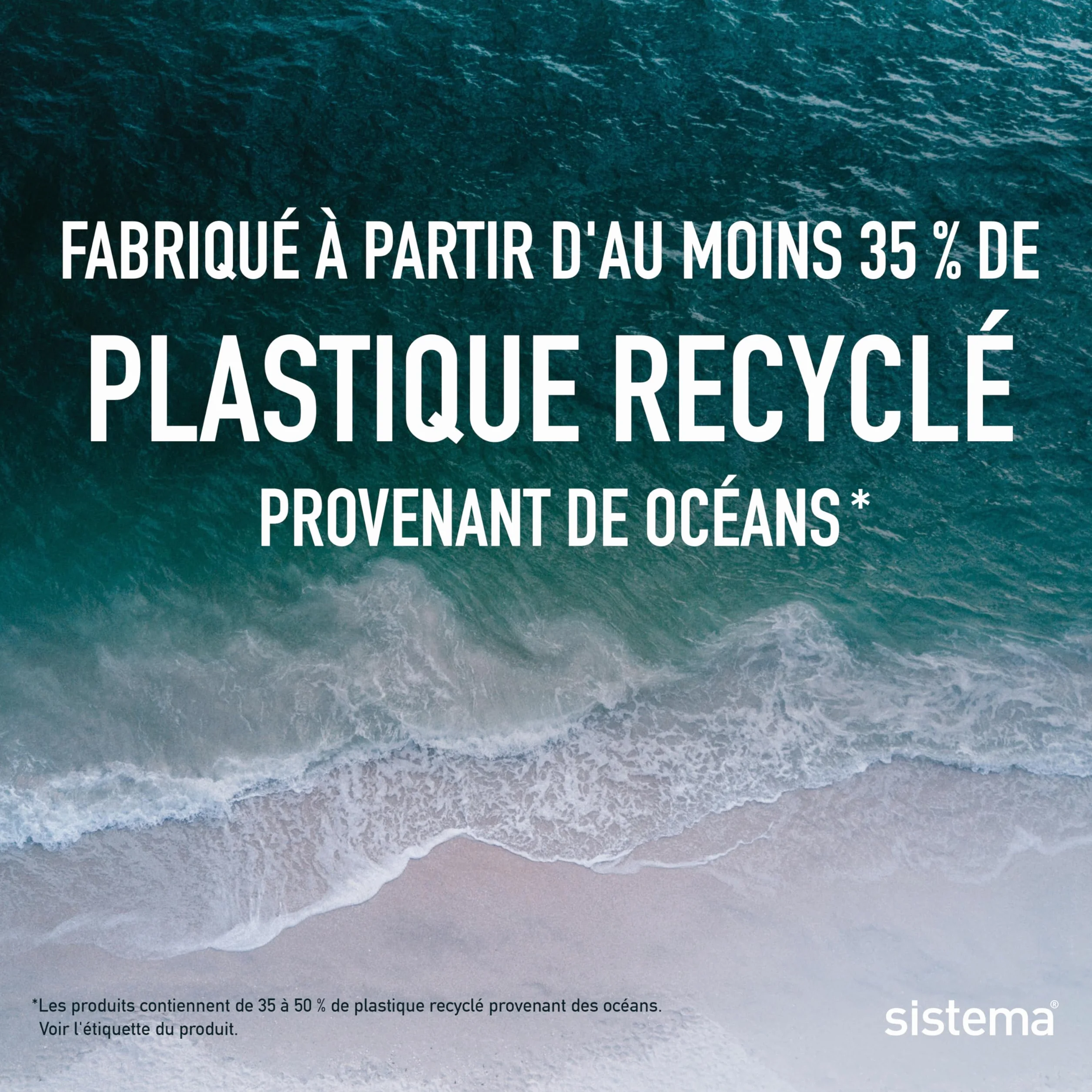 Sistema Bouteille d'eau carrée 1 litre sans BPA Bouchon étanche Bleu-gris
