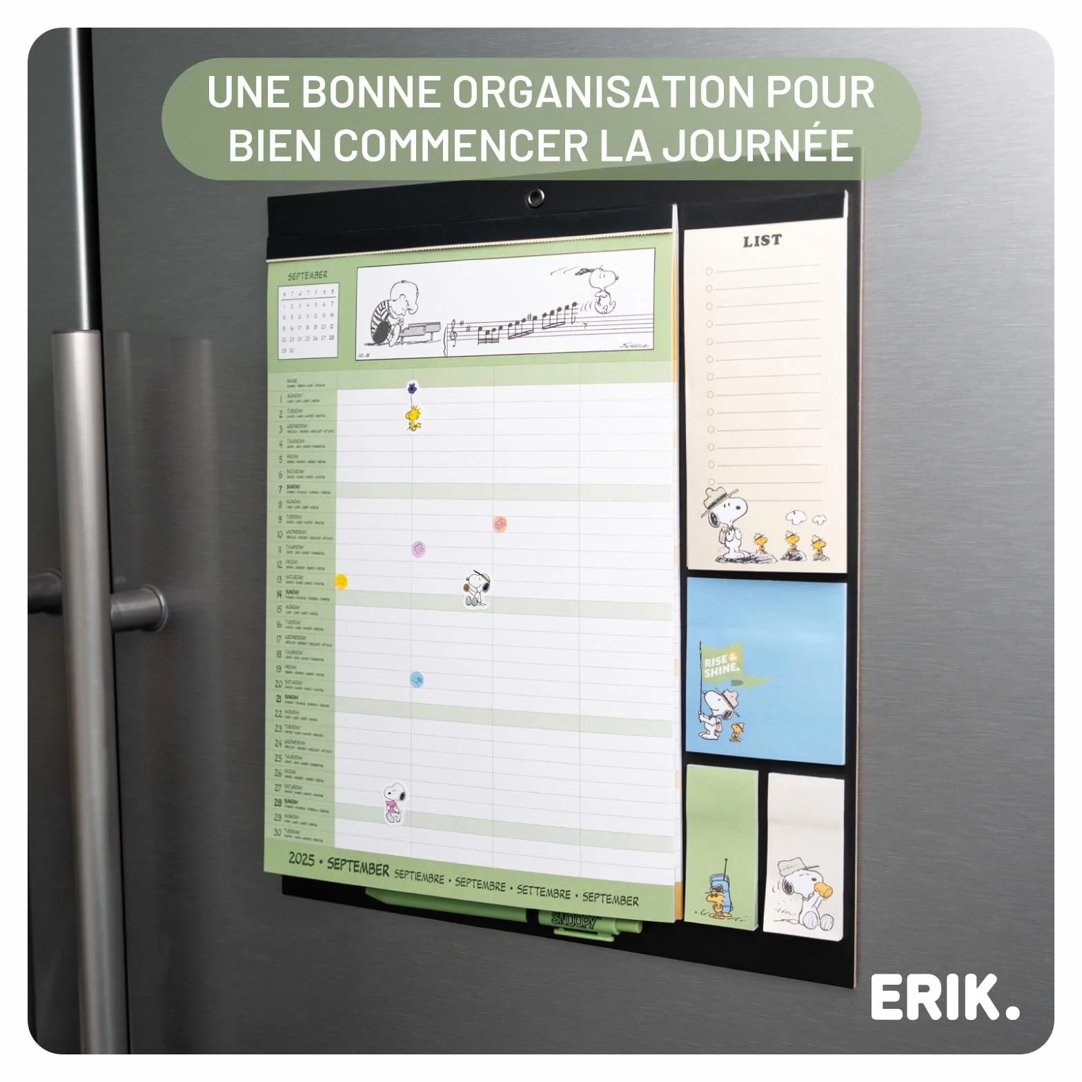 Calendrier Magnetique Frigo Snoopy 2025-2026 Planificateur Mensuel 16 mois Grupo Erik
