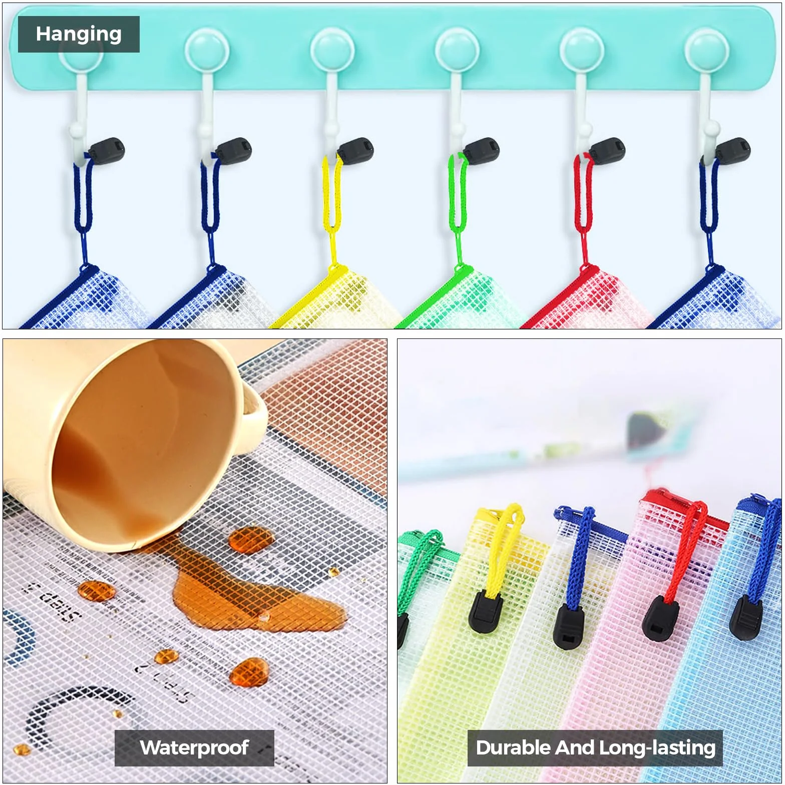 Pochette Document Zippée A5 PVC Transparente 5 Couleurs, Ranger Papiers Petits Objets, Fournitures Cosmétiques Voyage (10 PCS)