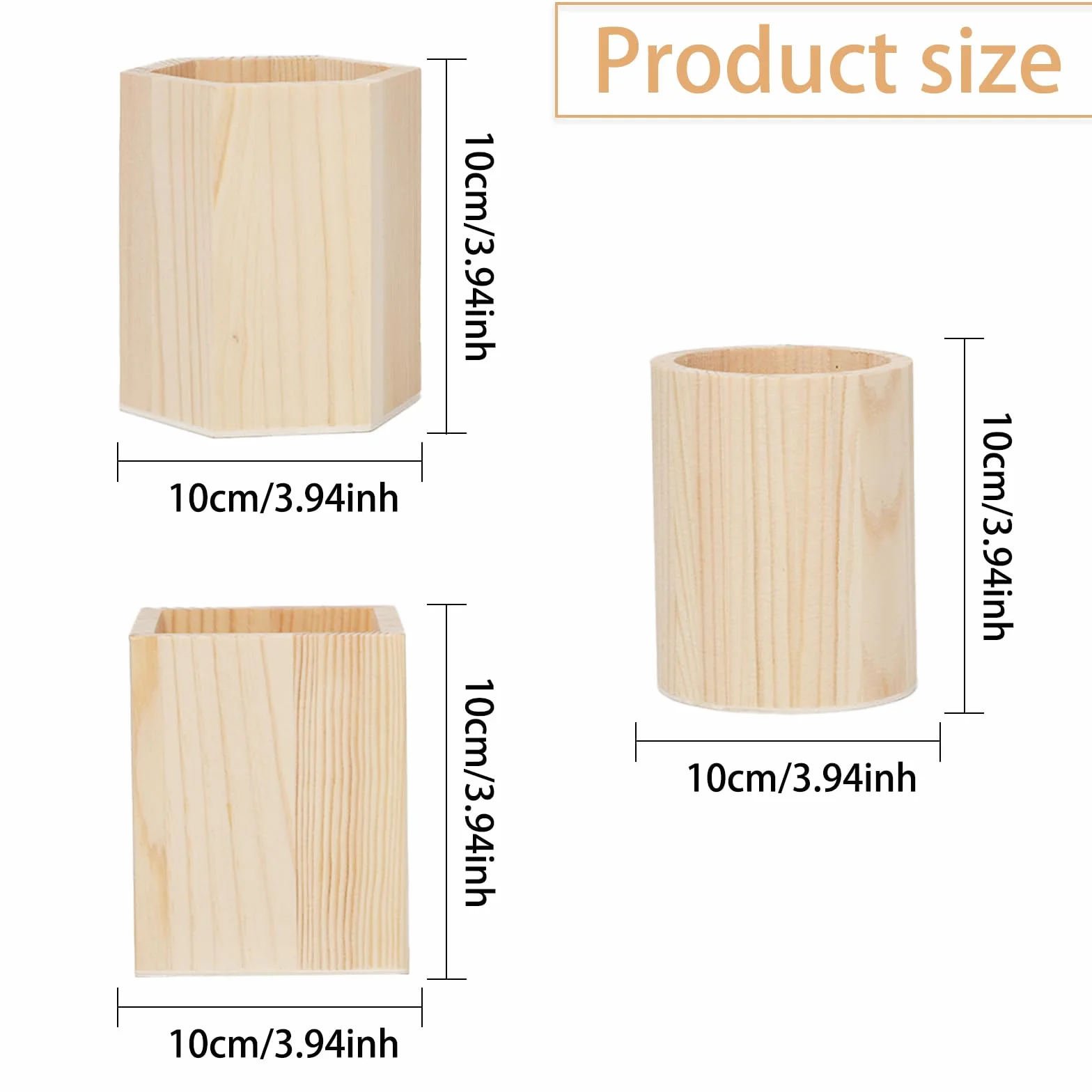 Porte-stylo en Bois Formes Géométriques Cylindre Hexagone Carré Pot à Crayons Multifonctionnel
