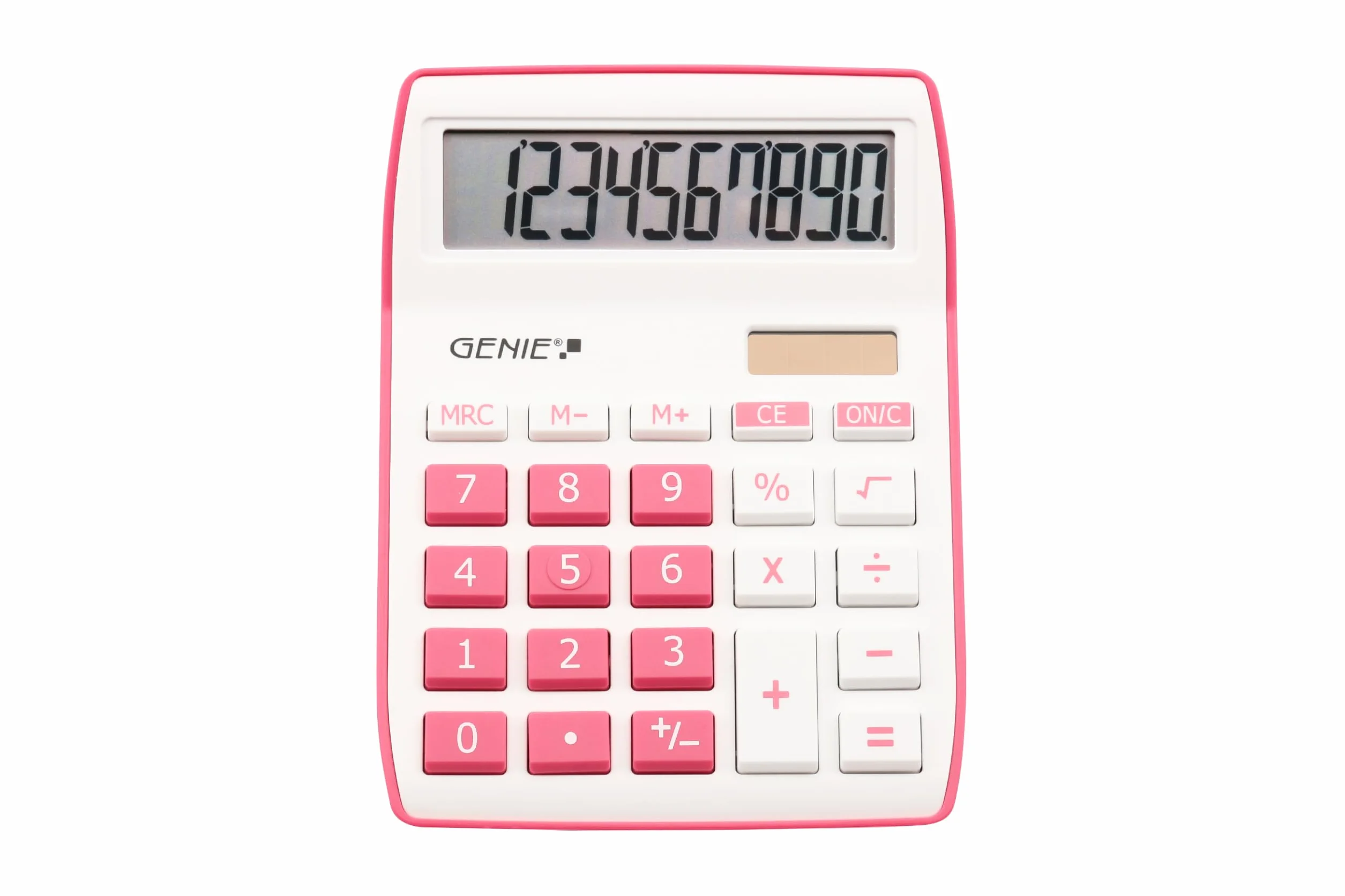 Genie 840 P 10 chiffres calculatrice de bureau double alimentation solaire batterie design compact rose