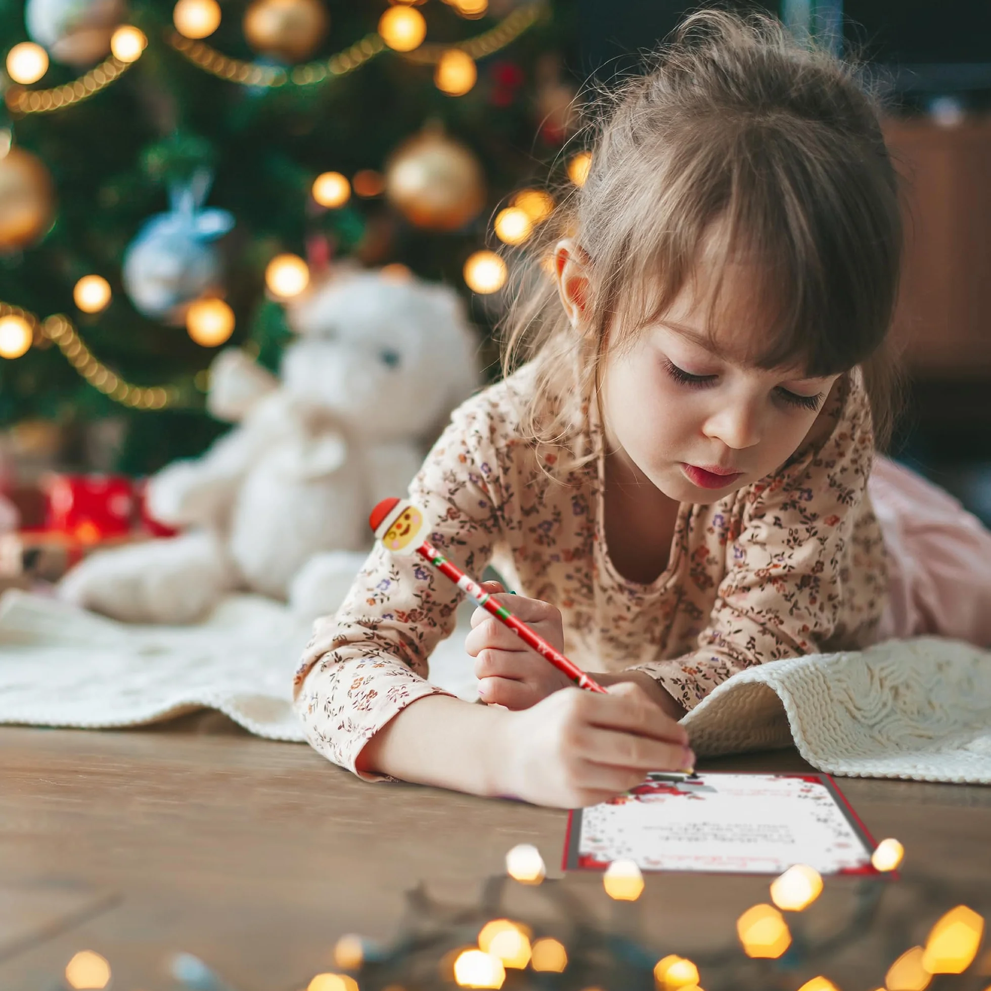 Lettre au Père Noël avec enveloppe porte-lettre et stickers (Lettre D)