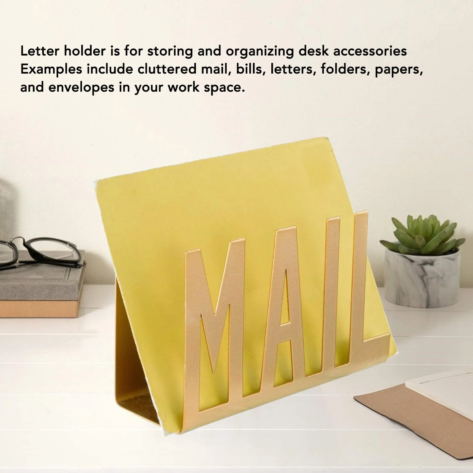 Support Courrier Métal Bureau Design Creux Factures Lettres Papiers (GOLD)