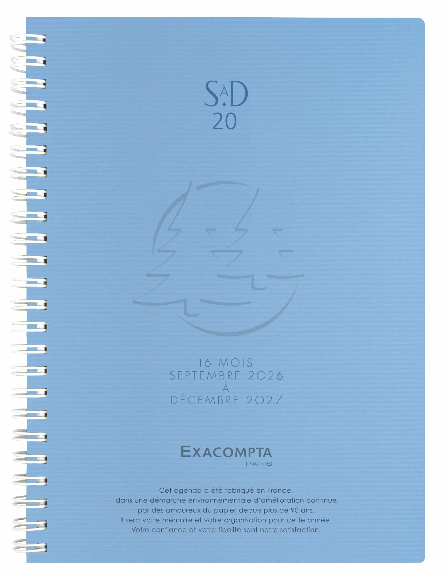 Exacompta Agenda semainier de bureau SAD 20S Linicolor 15 x 21 cm Septembre 2026 à décembre 2027 16 mois