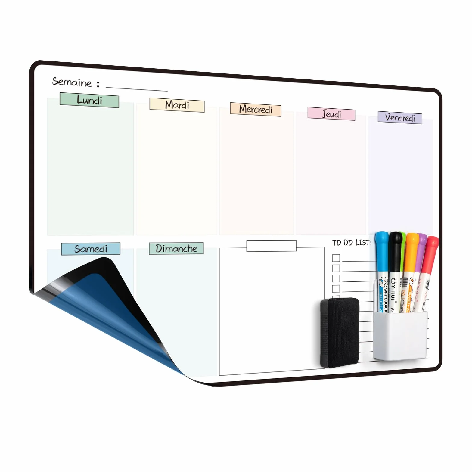 MCCORL Calendrier Adhésif Tableau Blanc Planning Mural 42×28cm Effaçable Planificateur Semainier Menus Repas Hebdomadaire