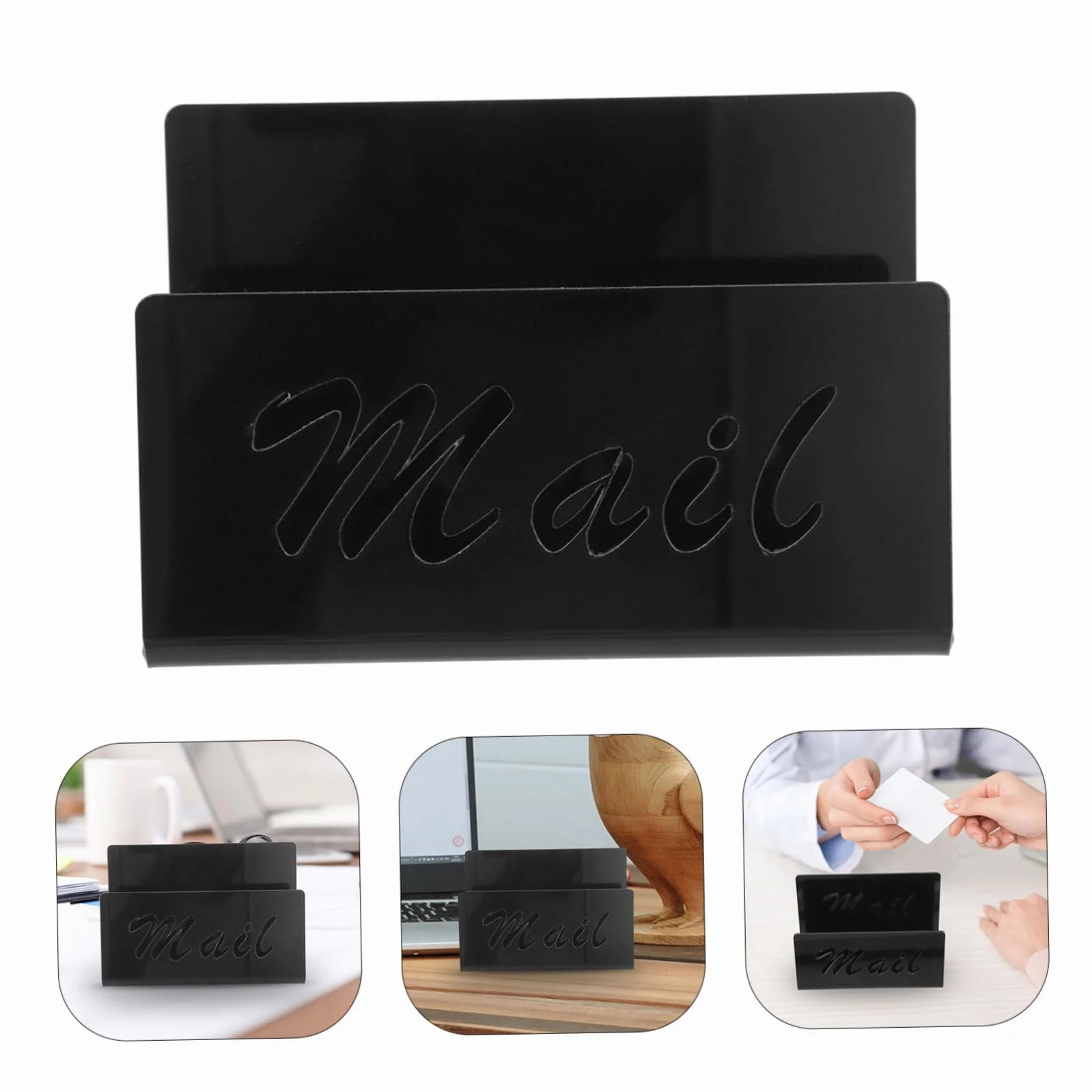 NUOBESTY Organisateur de Bureau en Acrylique Noir Porte-courrier Trieuse de Lettres pour Documents et Courrier