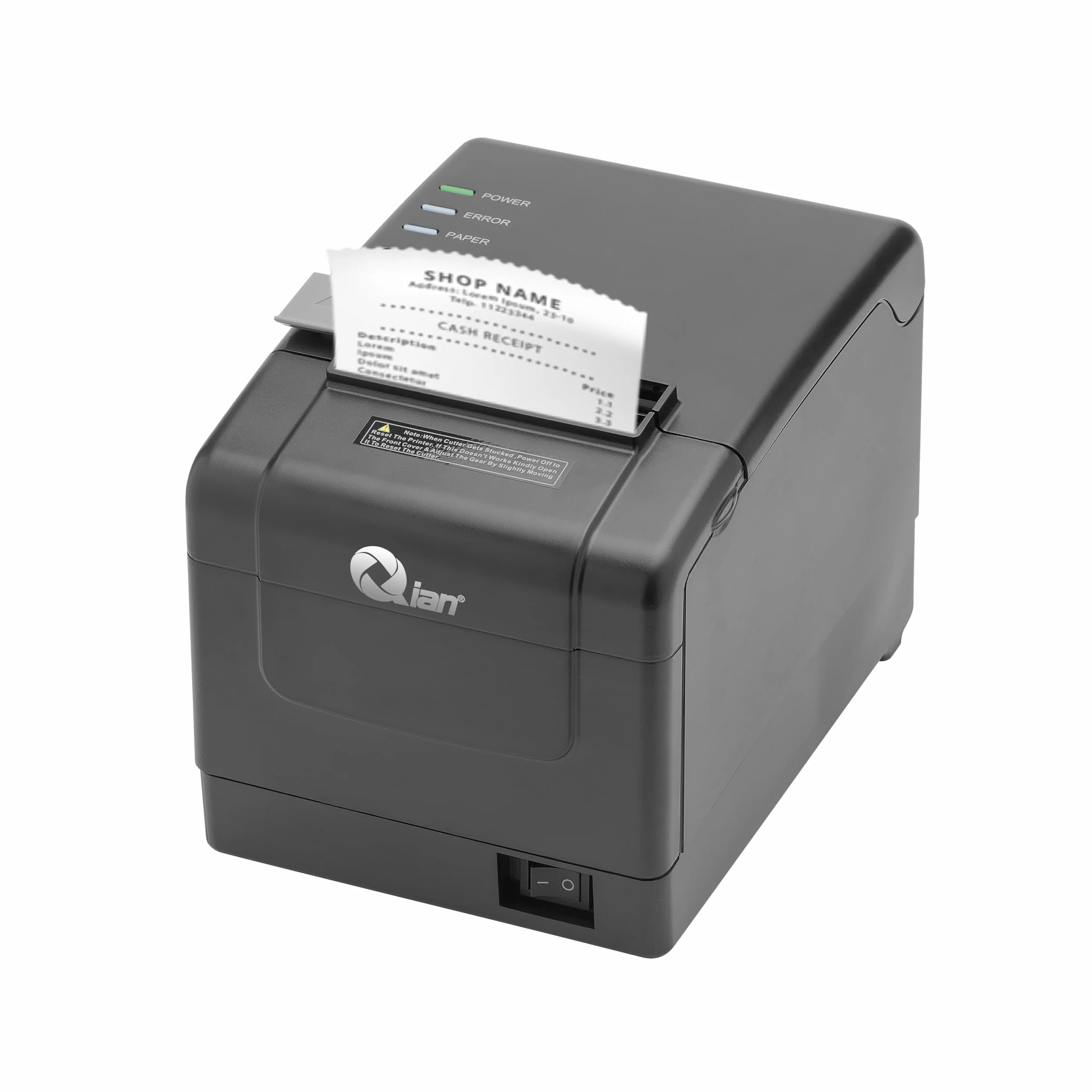 Imprimante Thermique de reçus 80mm Qian Anjet80 ESC/POS Découpe Automatique USB Noir