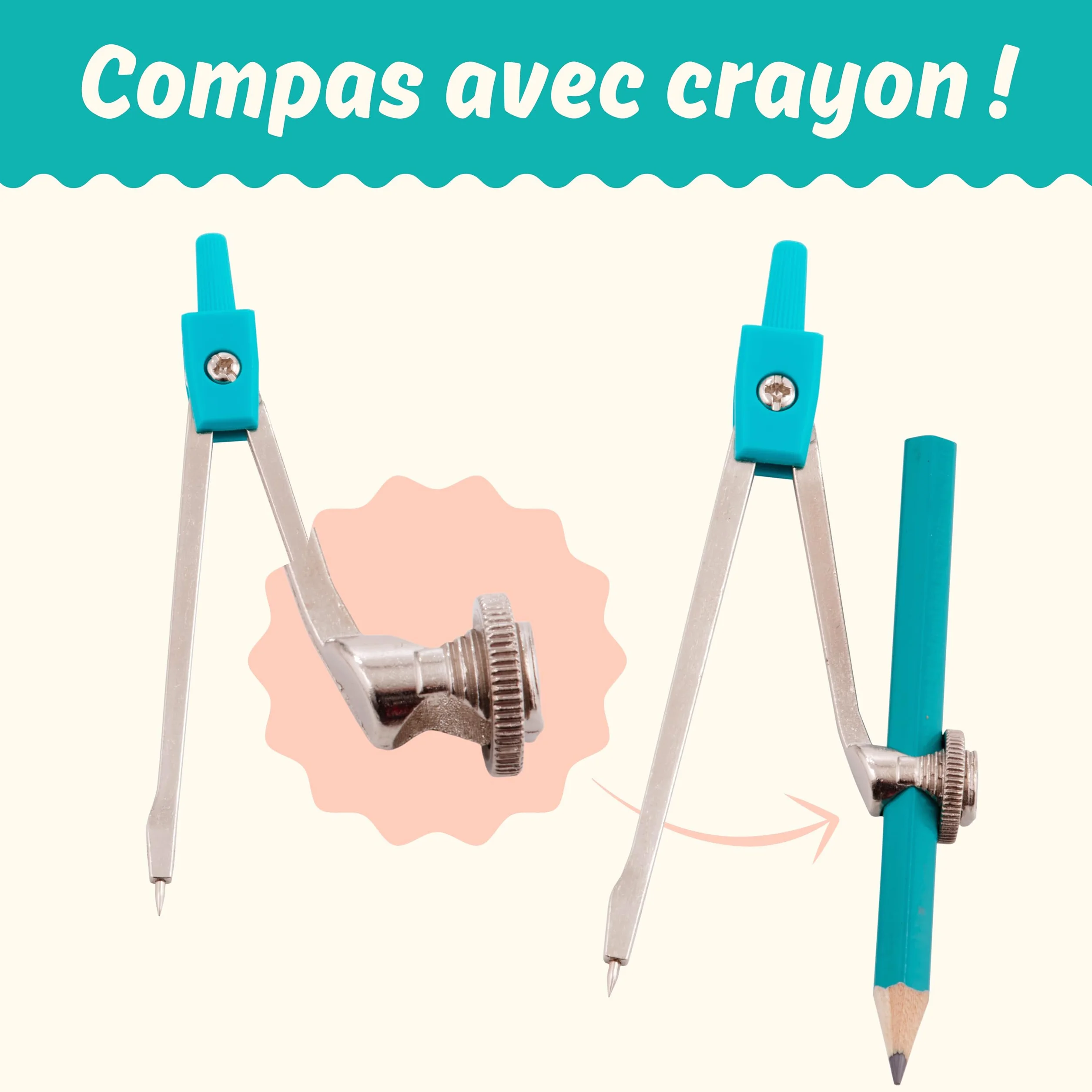 CALCUSO Ensemble de Géométrie 13 Pièces Compas Équerre Boîte Métallique