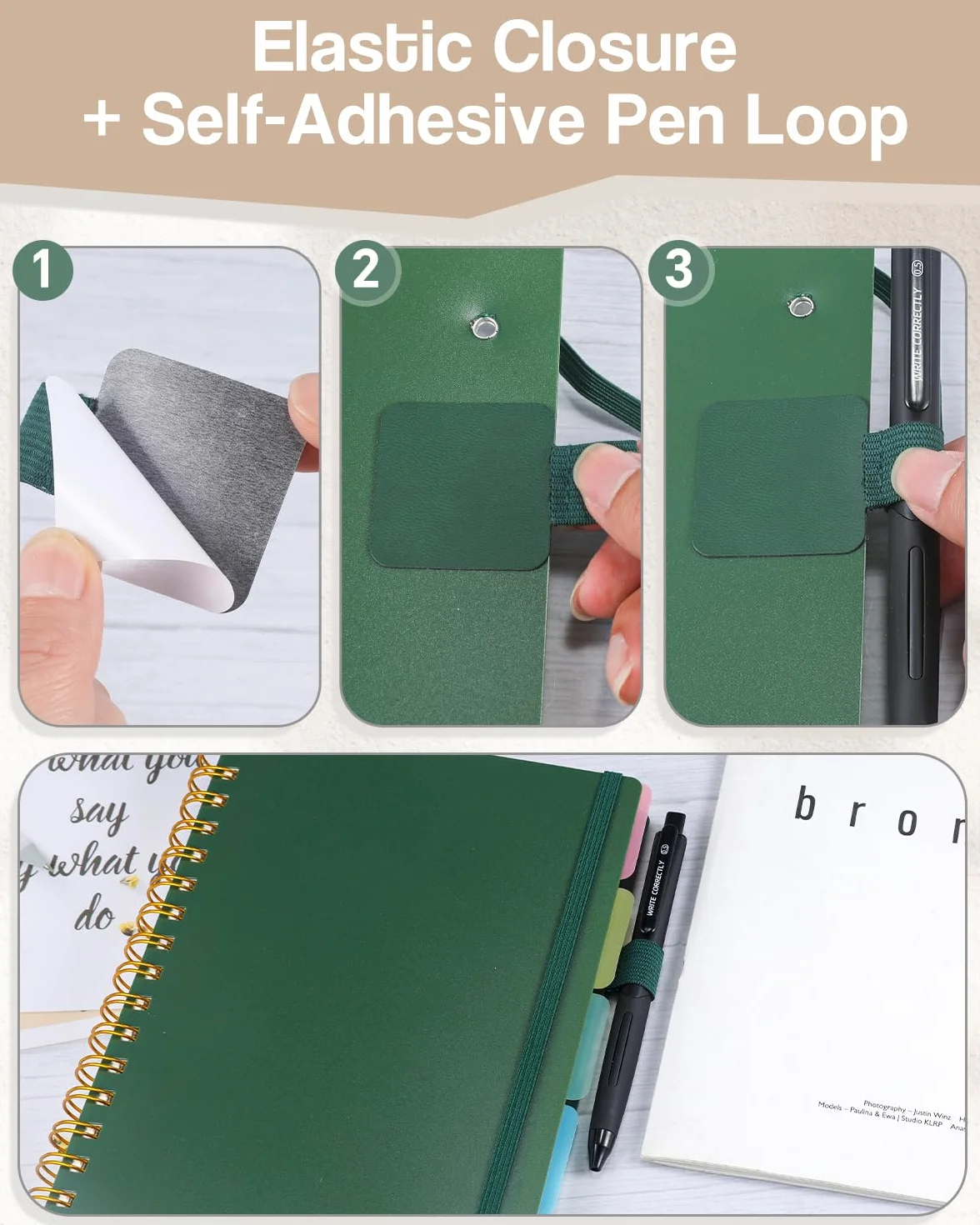 Carnet A5 avec Intercalaires Papier 100GSM Anti-Déversement 300 Pages Couverture Rigide PVC Spirale