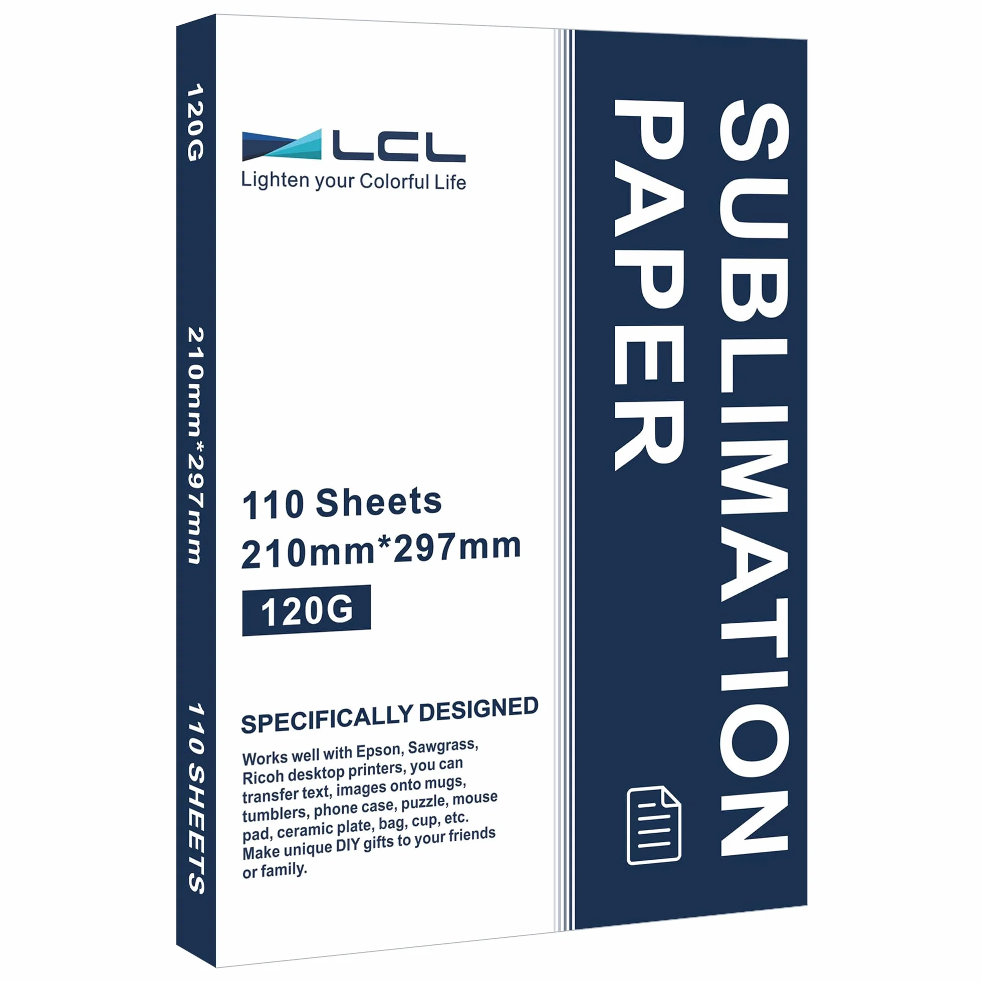 Papier de Sublimation A4 210x297 mm 120 g/m² 110 Feuilles Compatible EPSON SAWGRASS RICOH Brother