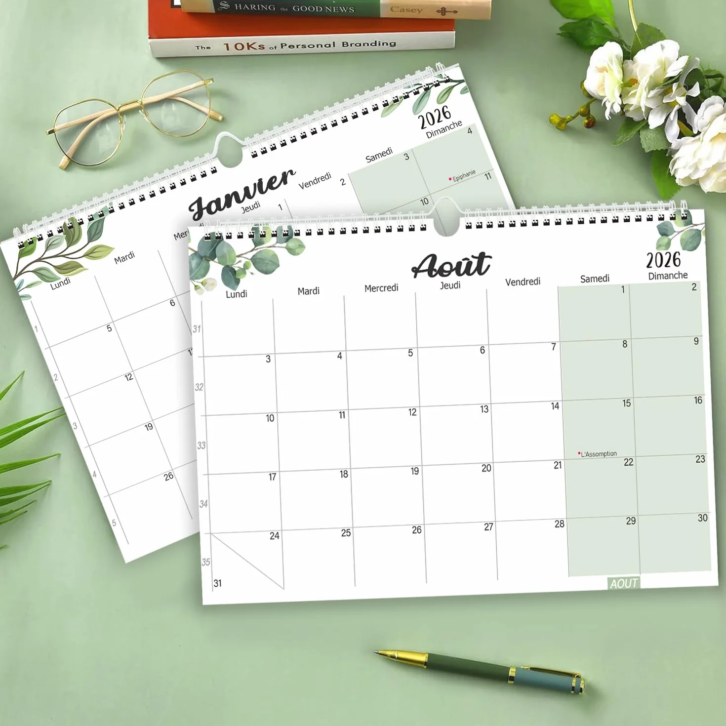 Calendrier Mural 2026 2027 A4, Calendrier Mensuel 18 Mois, Planificateur Familial