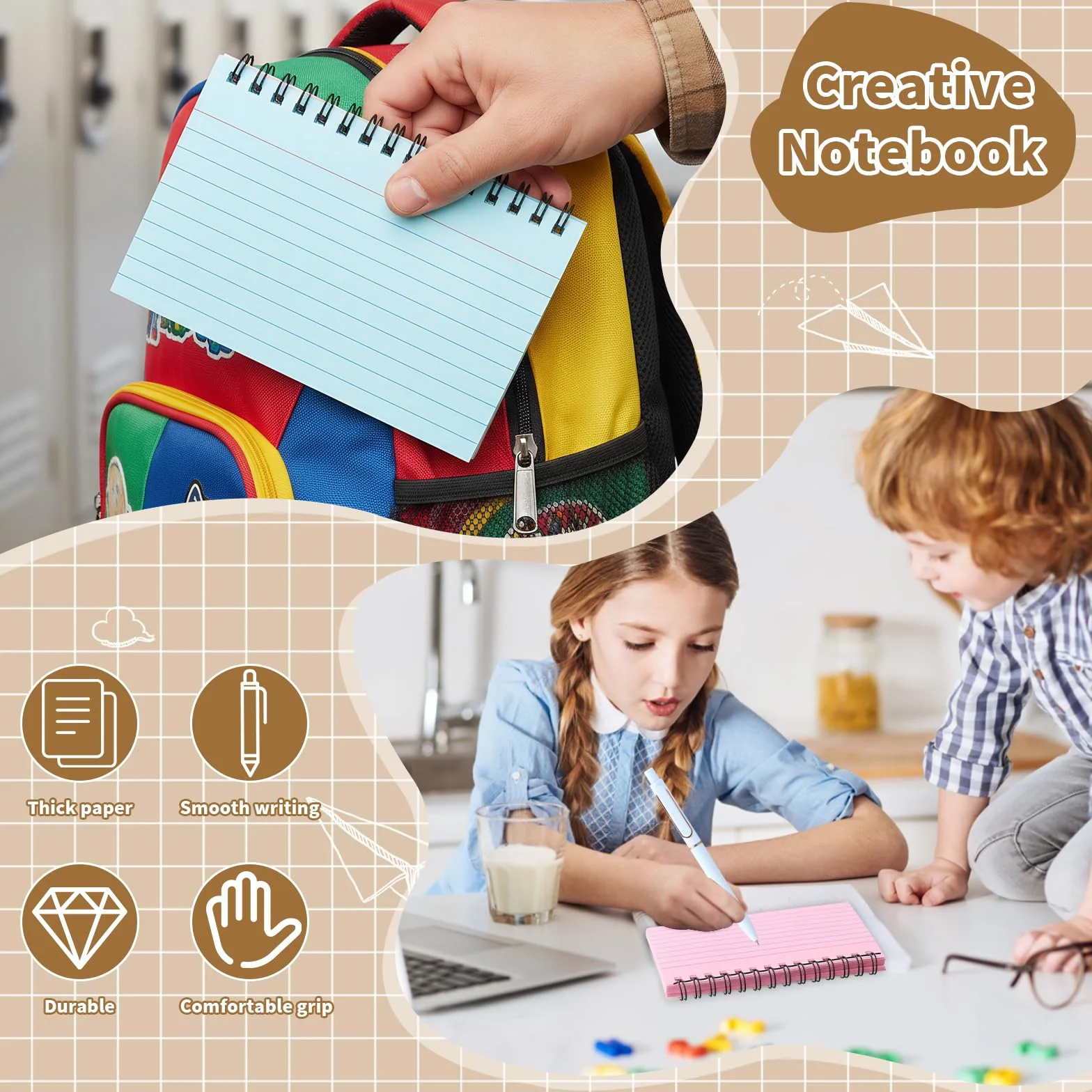 Lot de 6 Fiches Bristol 300 Feuilles Flashcards 12,5 x 7,5 cm avec 2 Stylos 5 Couleurs pour Révision Apprentissage