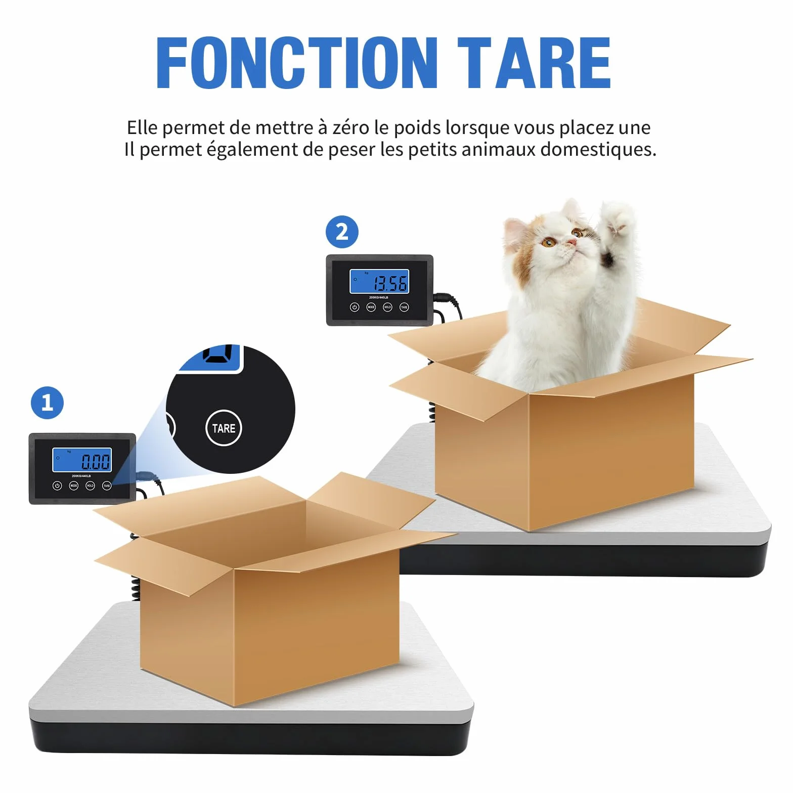 Balance Colis Numérique UNIWEIGH 200kg/10g, Acier Inoxydable avec Fonction Hold/Tare, Écran LCD