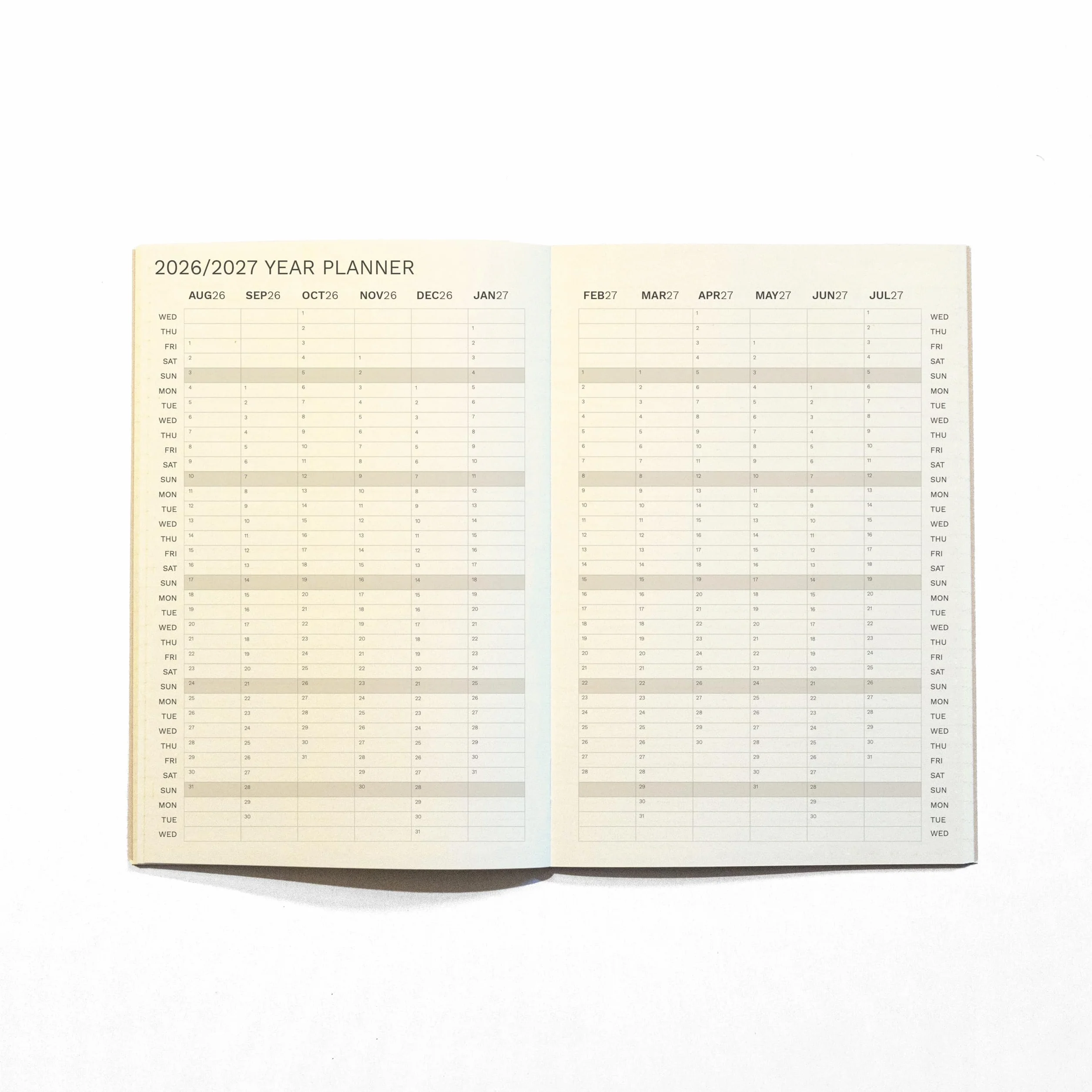 OCTÀGON DESIGN Small Monthly Planner PLUS 2026-2027 Agenda mensuel 12 mois août 2026 à juillet 2027 Petit format 13,5 x 20 cm Biscuit