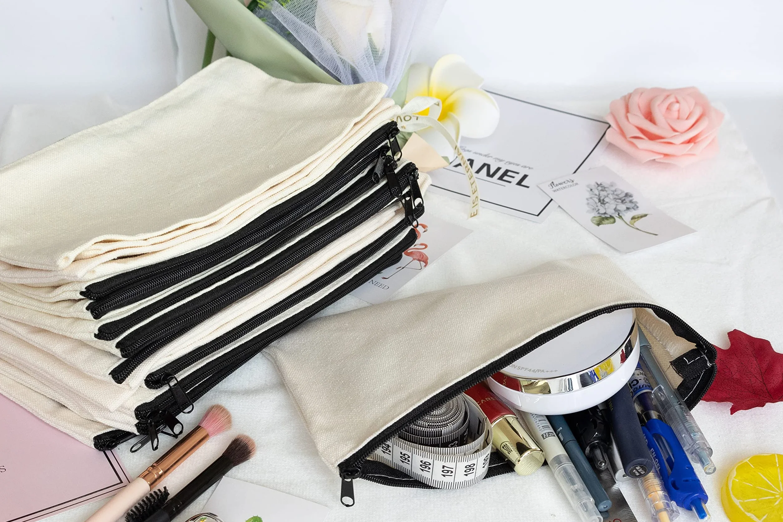 Lot de 20 Pochettes Zippées en Tissu pour Graffiti et Impression