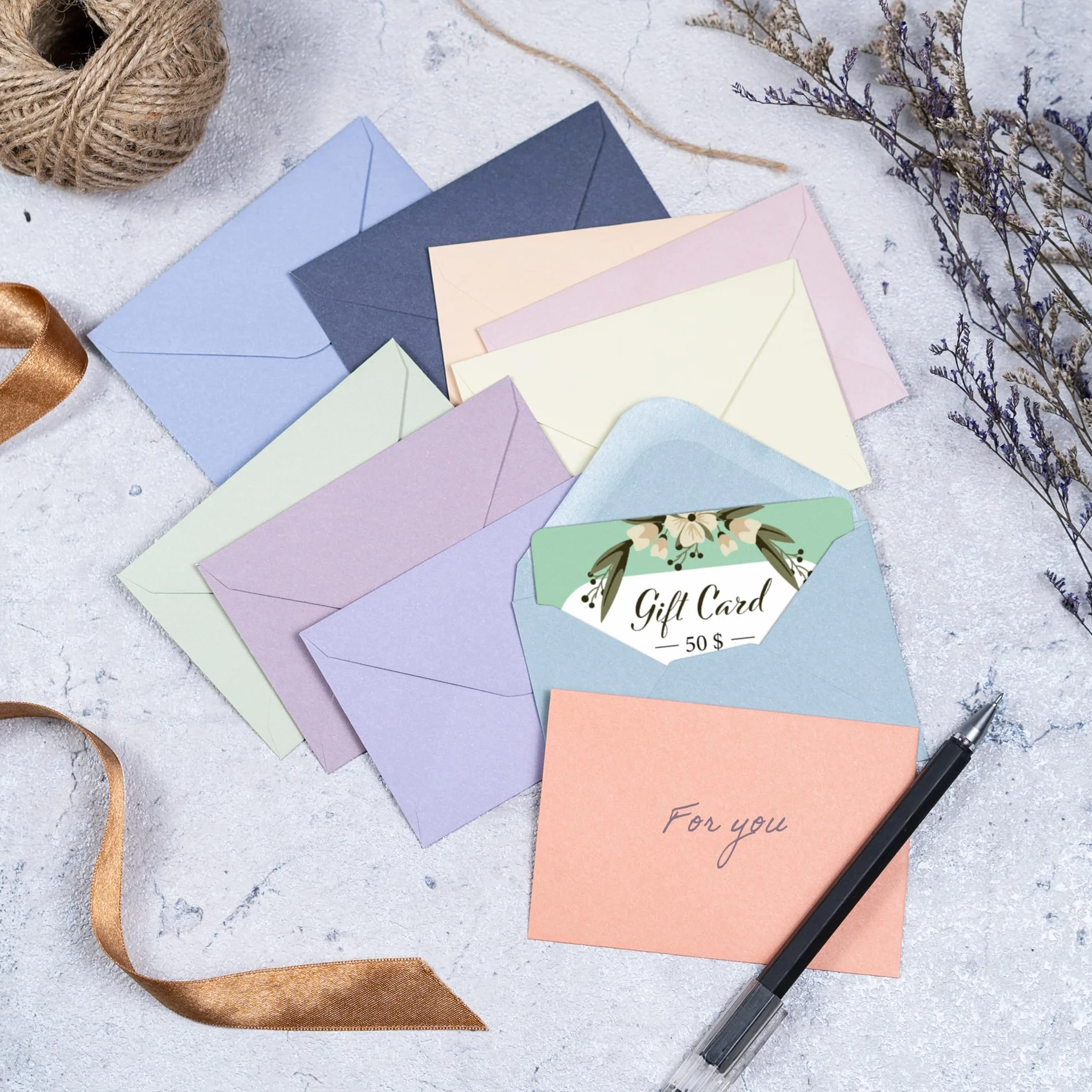 Lot de 100 mini enveloppes en papier 10 x 7 cm pastel pour cartes de visite