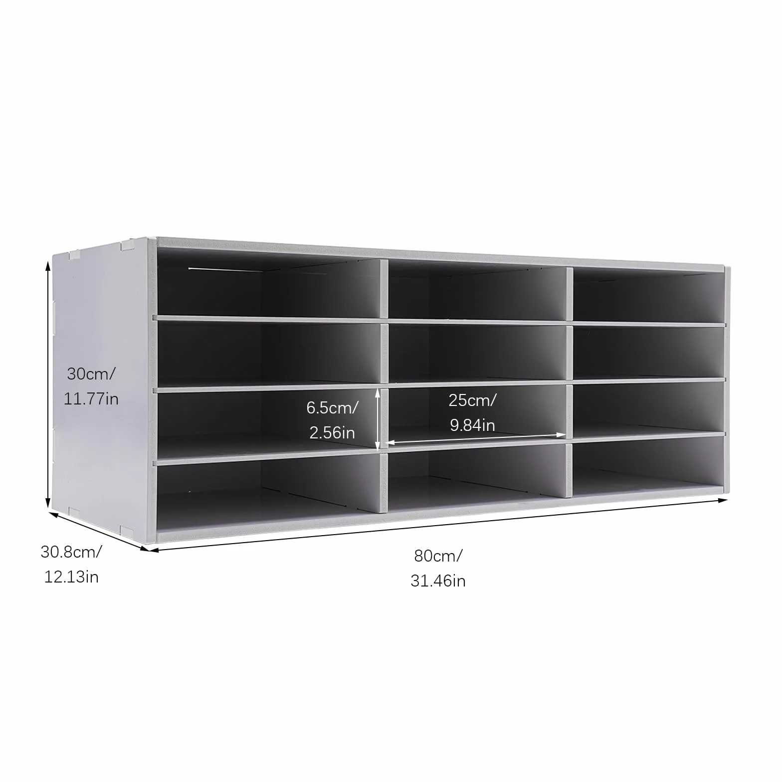 Porte-lettres 12 compartiments PVC Autonome Organiseur bureau 80 x 30,8 x 30 cm Blanc