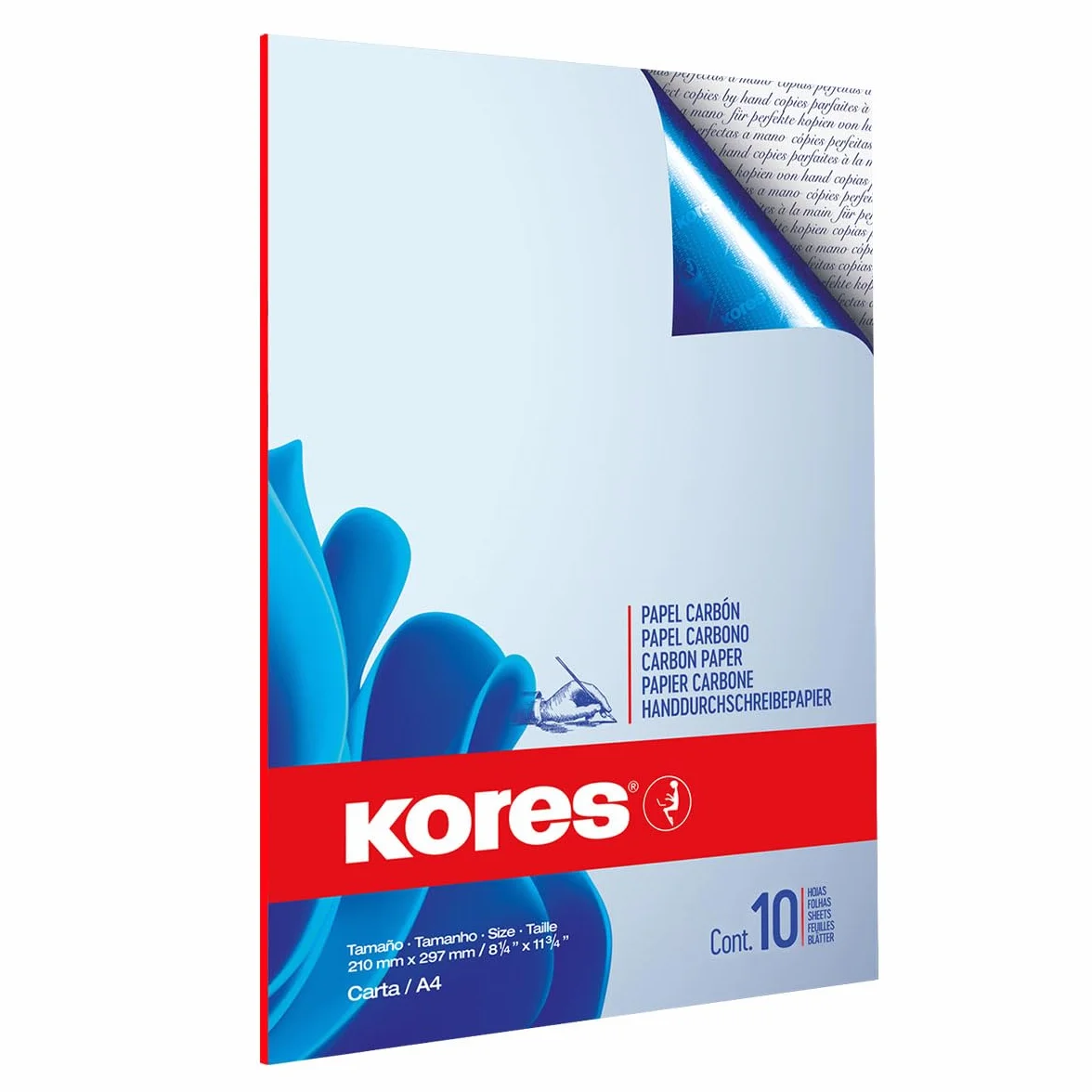 Kores Papier Carbone Bleu A4 Réutilisable Non Maculable 10 Feuilles