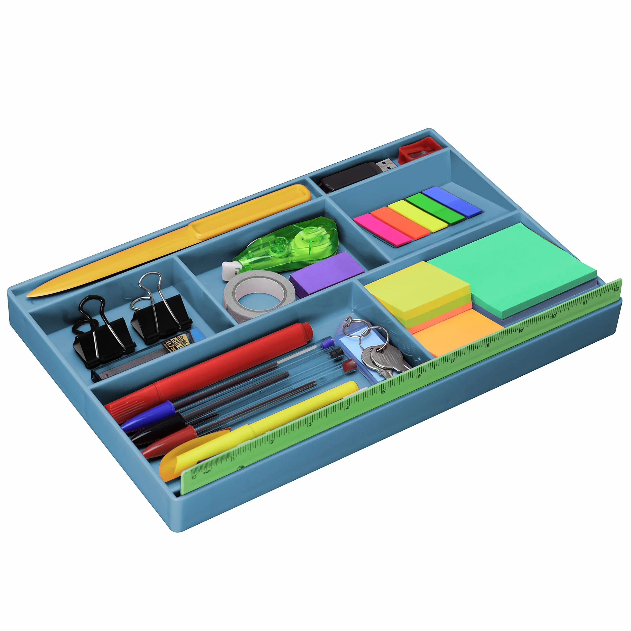 Acrimet Plateau Organisateur 8 compartiments Plastique 32,4x20,3x2,7 cm Bleu Uni