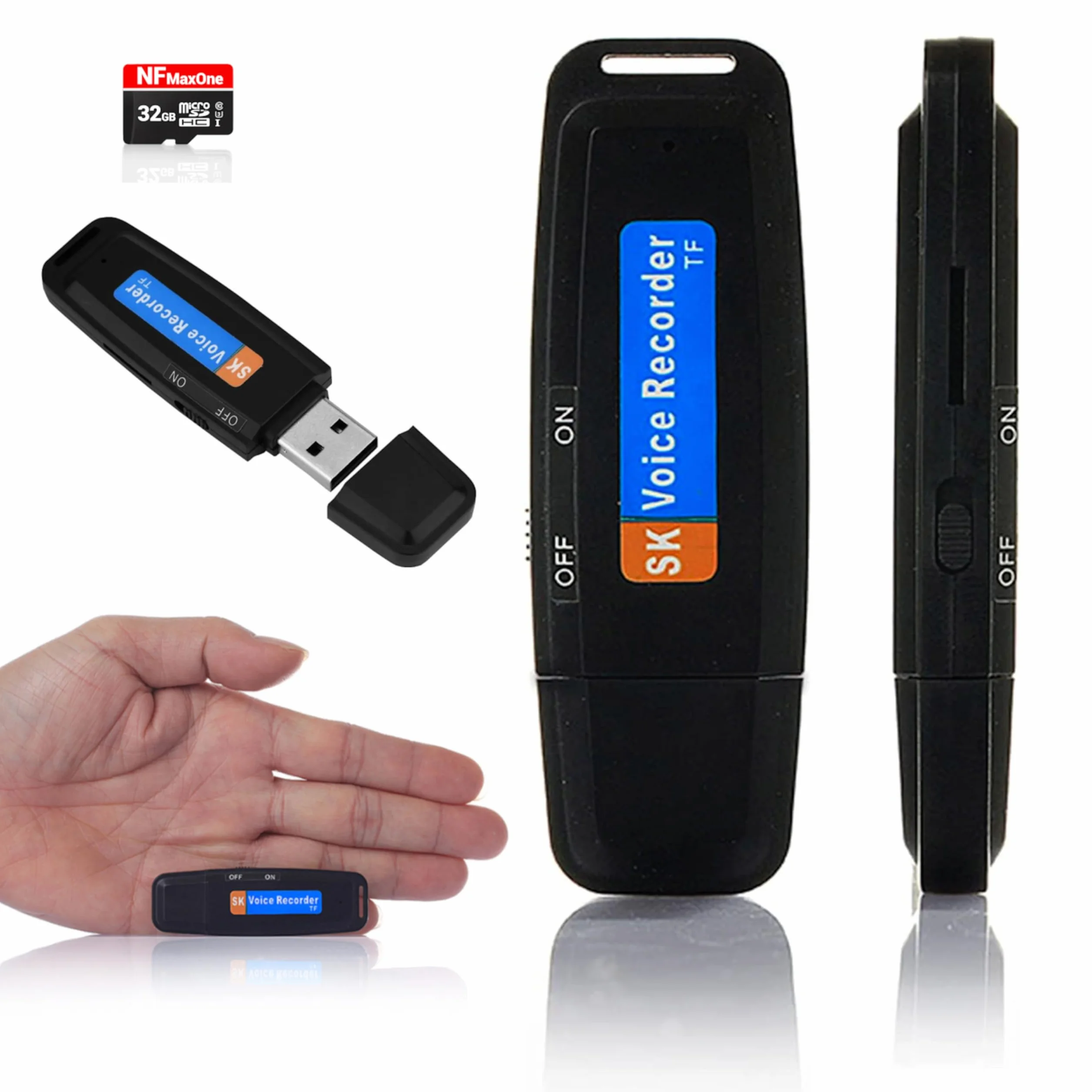 Enregistreur Vocal Numérique USB 32 Go Mini Dictaphone Portable avec Activation Vocale