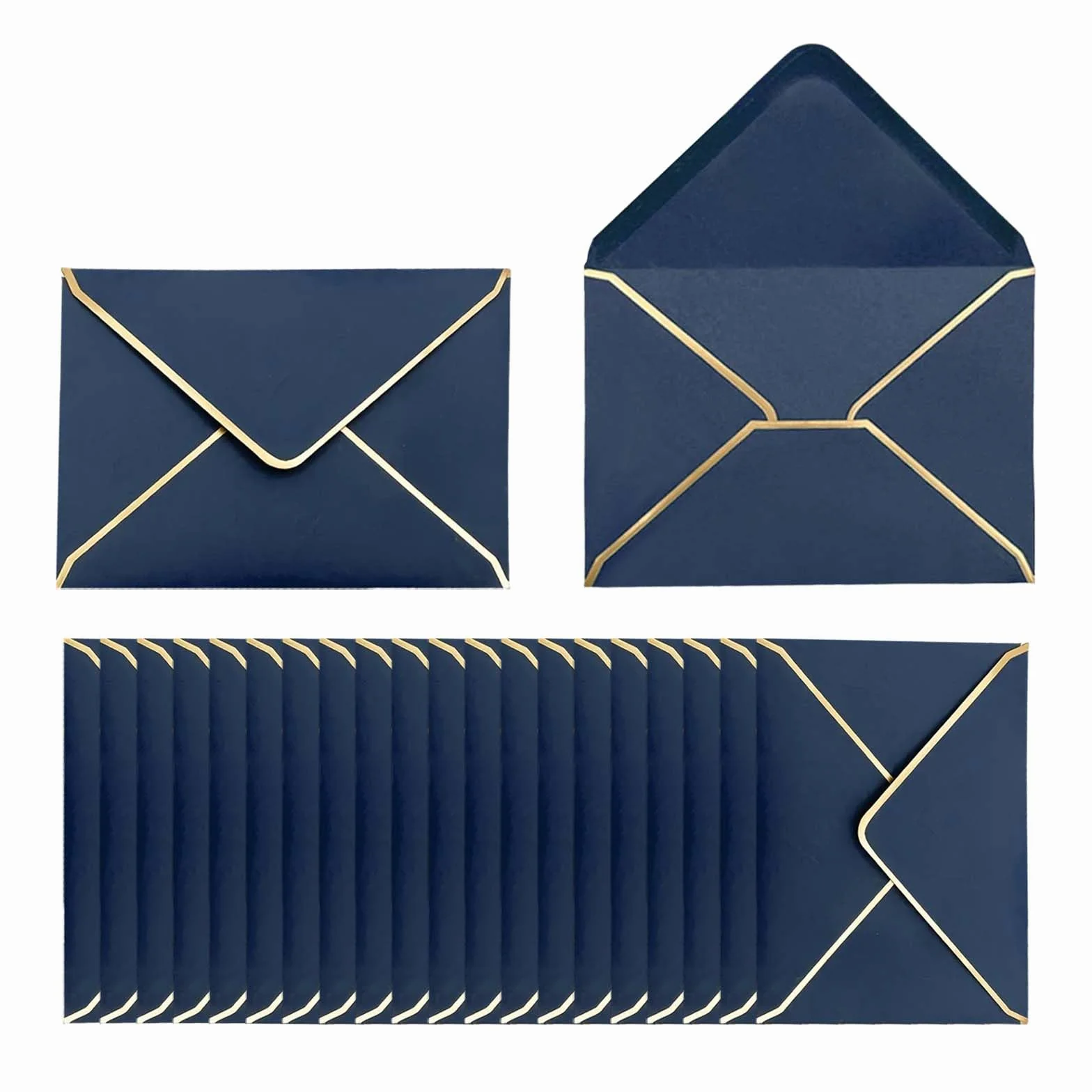 Enveloppes d'invitation deluxe en papier blanc 13,5 x 18,5 cm 50 pièces pour mariage anniversaire (bleu)