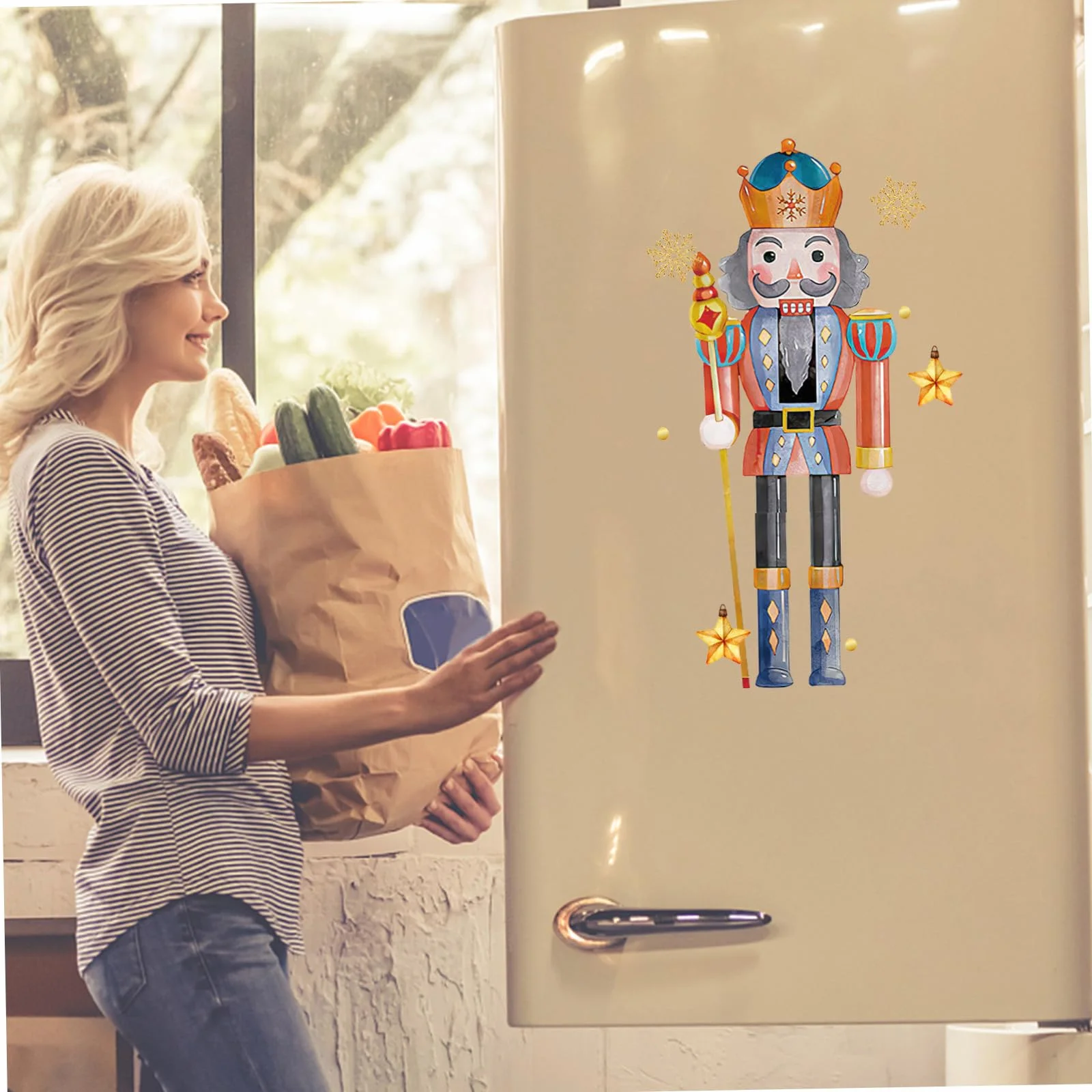 Décorations Murales Noël Casse-noisette Stickers Fenêtre Porte Faciles à Poser