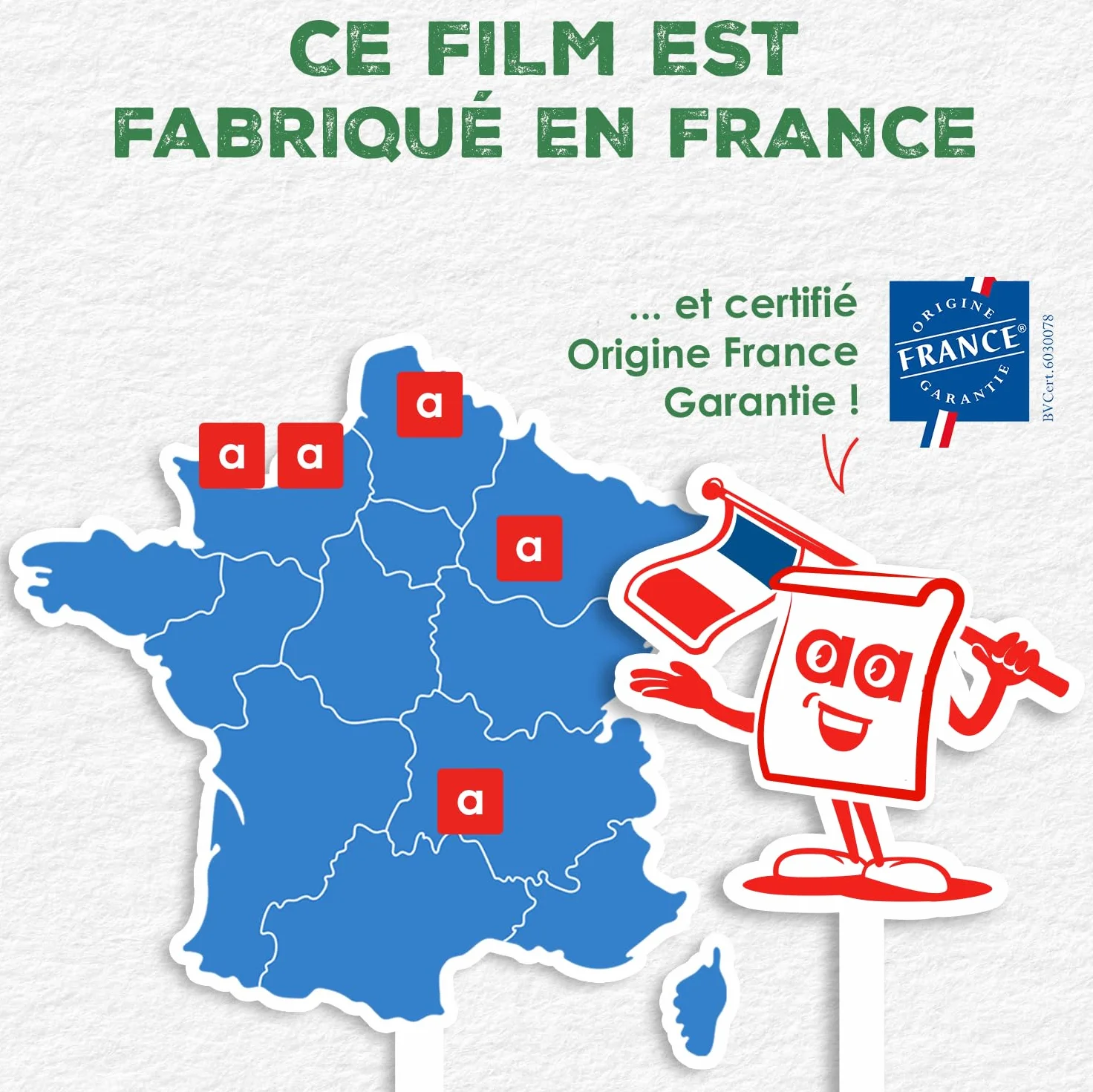 Alfapac film étirable 50M adhérent résistant fabriqué en France
