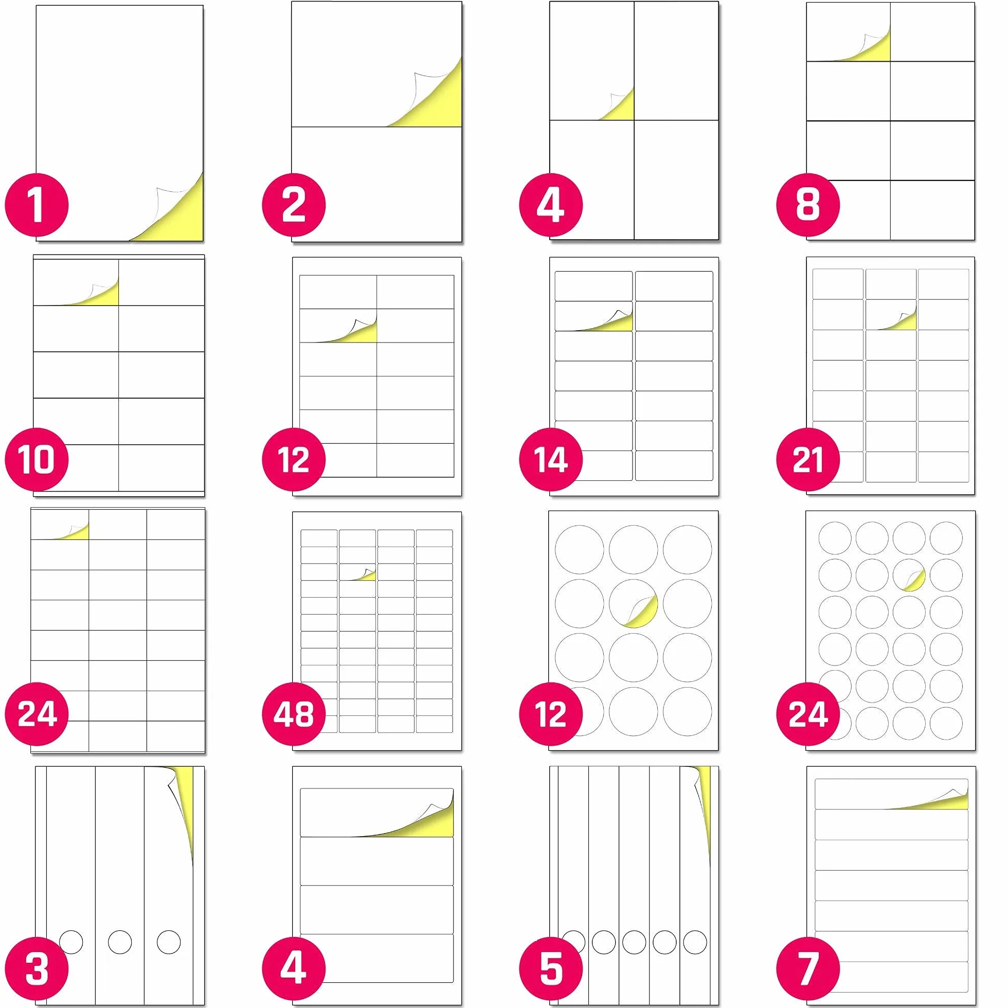 Papier Autocollant Imprimante Blanc A4 210 x 297 mm 25 étiquettes